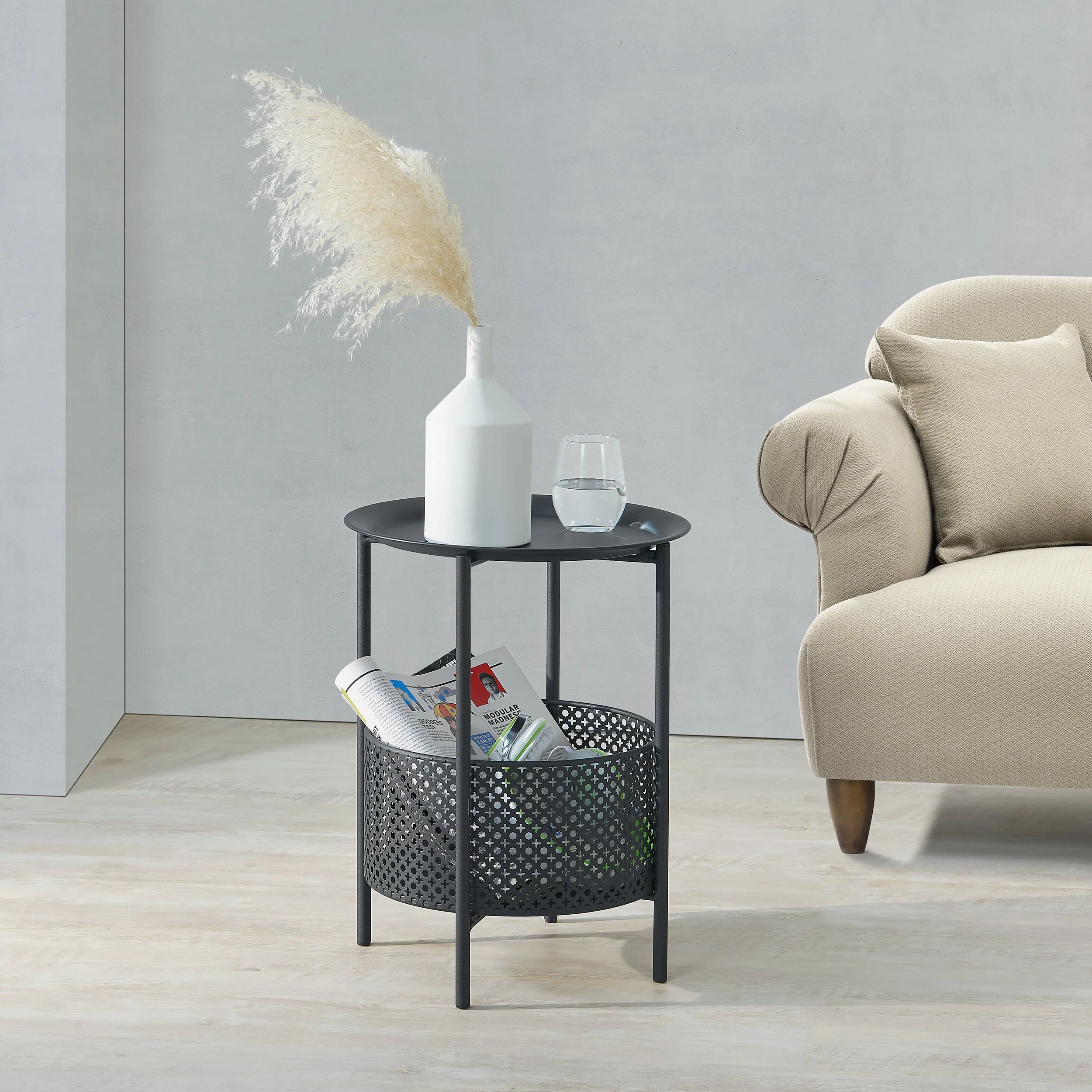 [en.casa] Bijzettafel Kruibeke rond 45xØ35 cm metaal zwart - Image 2