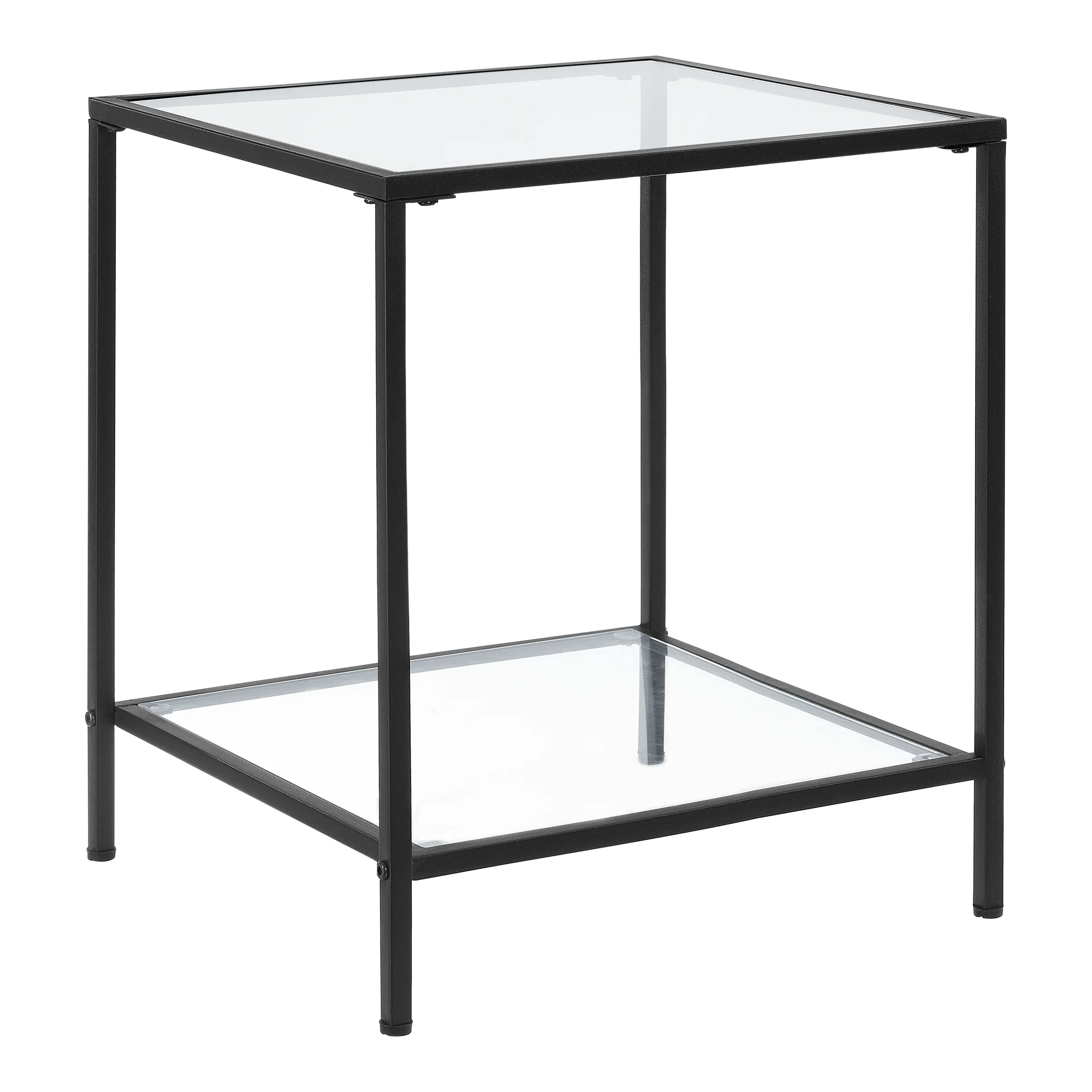 Bijzettafel Norrtälje met plank glas 55x45x45 cm zwart