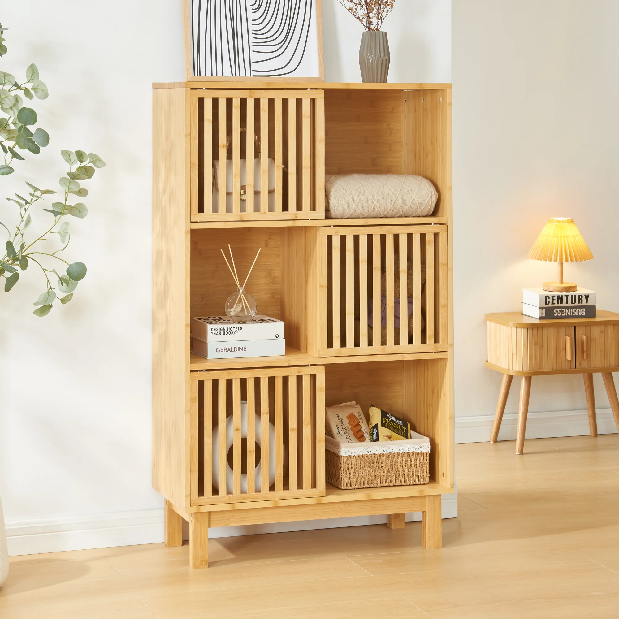 Boekenkast Ypäjä schap bamboe naturel [en.casa] - Image 4