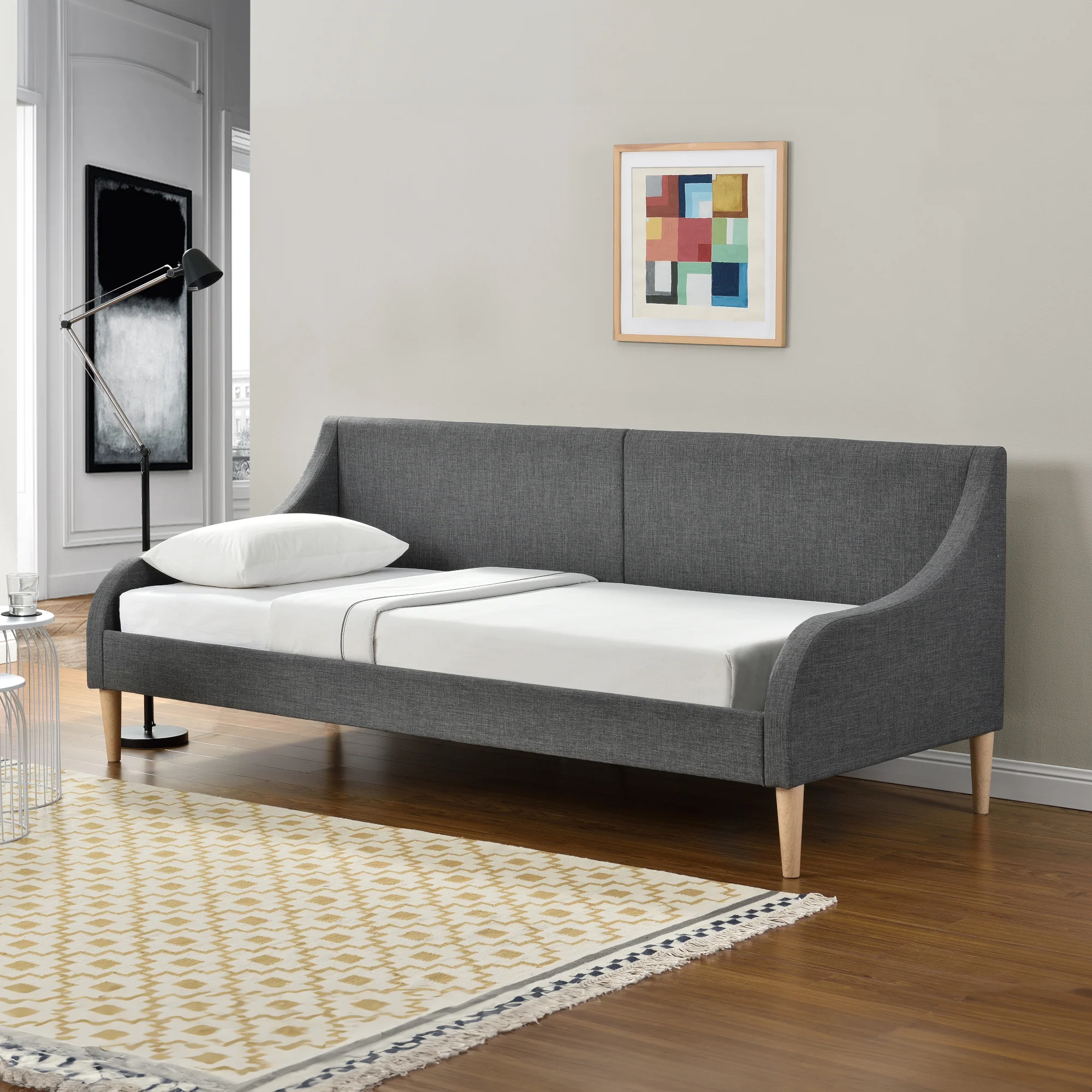 Driezitsbank slaapbank donkergrijs 214,5x99,5x90 cm - met of zonder matras - Image 3