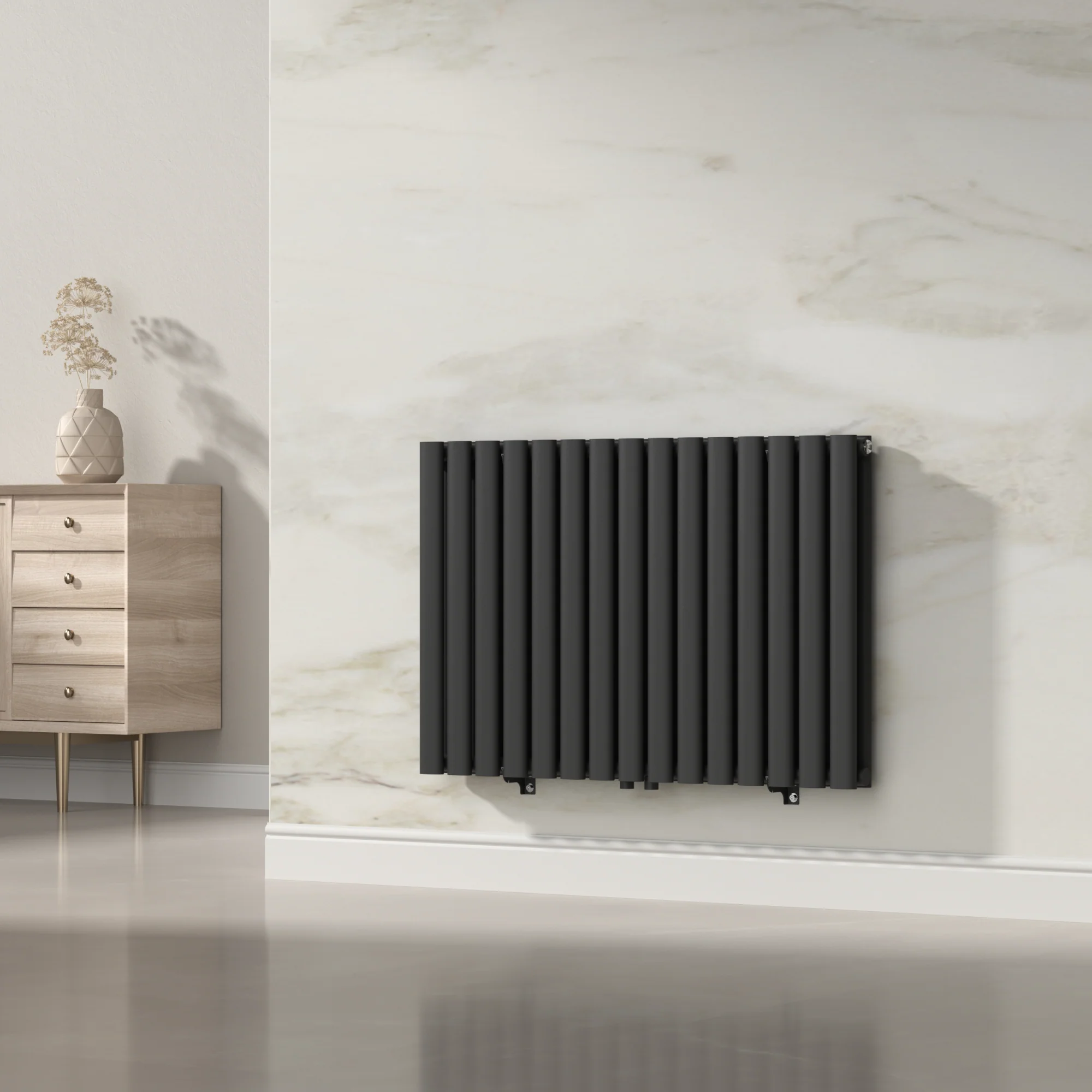 [neu.haus] Designradiator Nore 60x90x7,8 cm zwart - Image 2