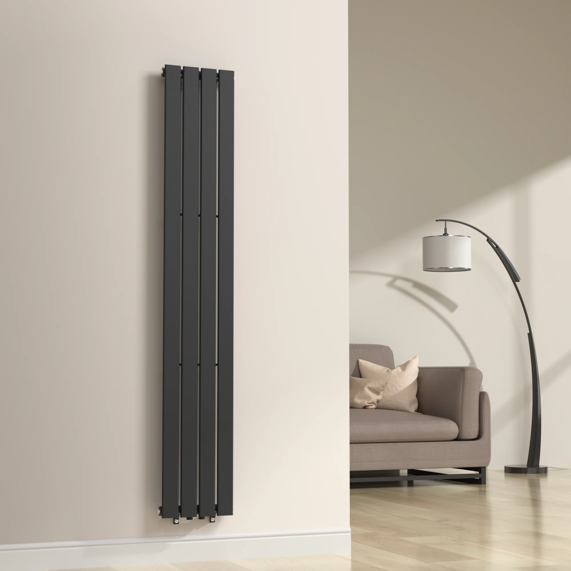 [neu.haus] Designradiator Nore 180x30x5,2 cm zwart - Image 2