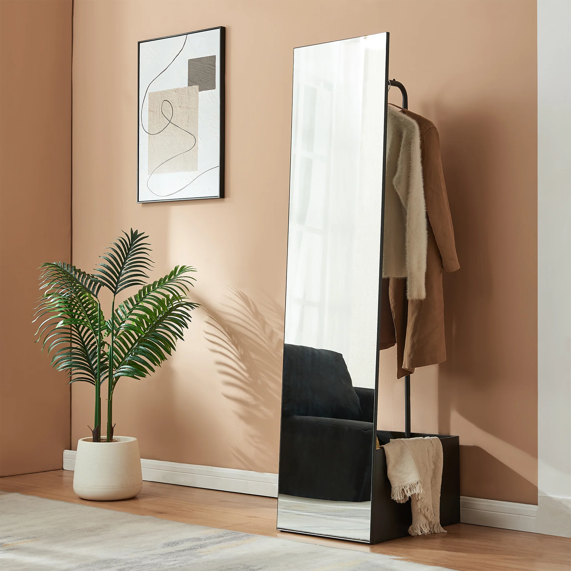Garderobespiegel Saden met kledingrek 165x40x51 cm [en.casa] - Image 3