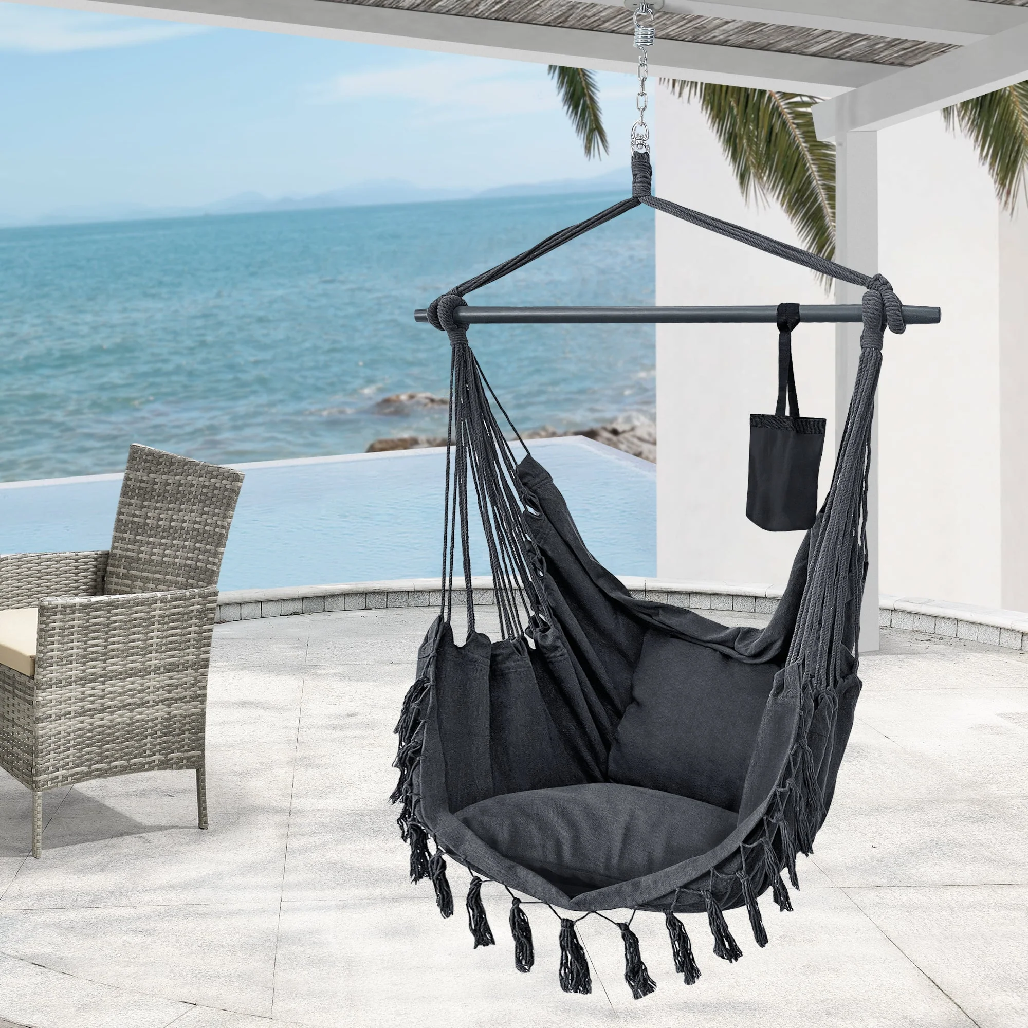 [en.casa] Hangstoel Aranga met 2 kussens max 120 kg - 2 varianten - Image 4