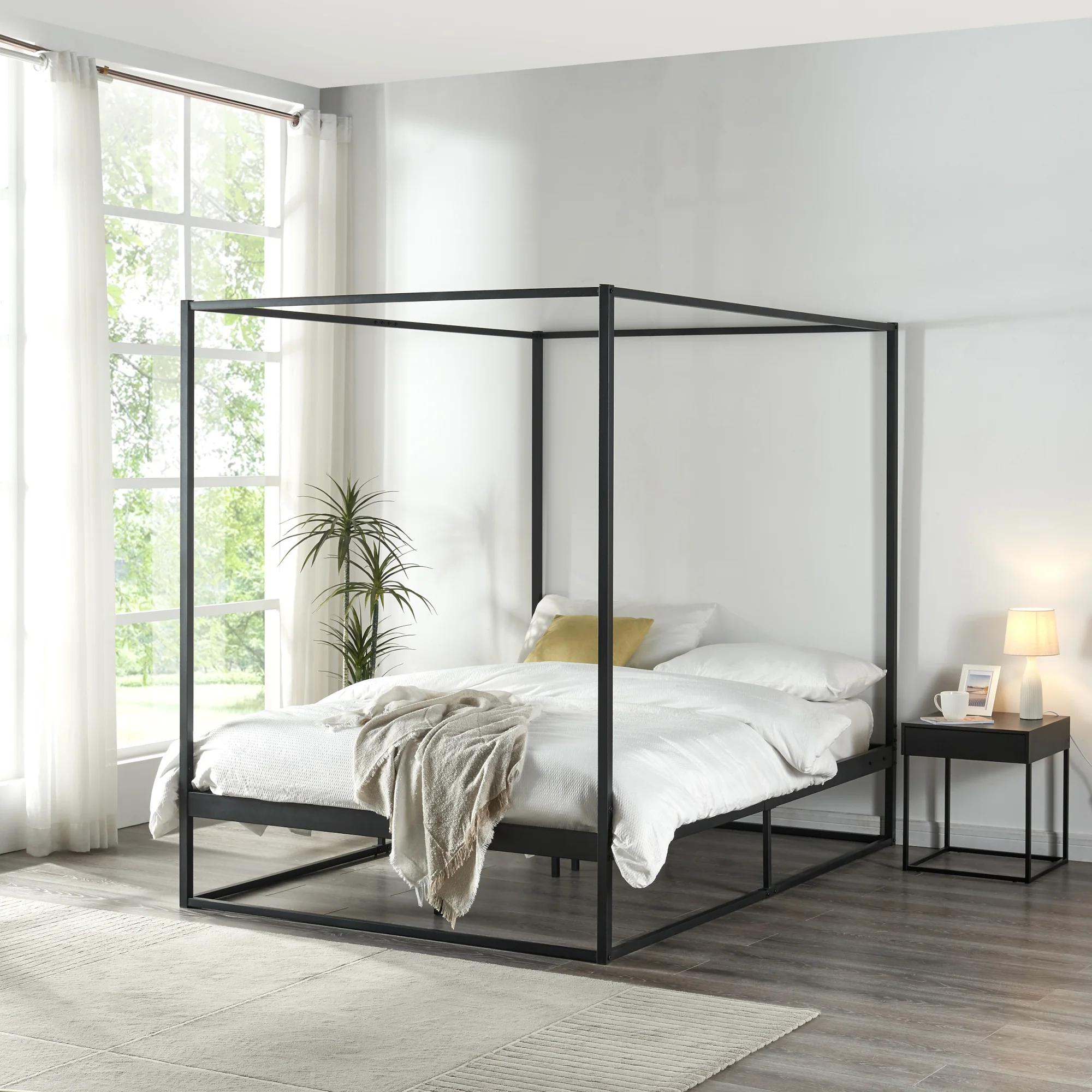 [en.casa] Hemelbed Kristianstad met bedbodem zwart - 5 varianten - Image 4