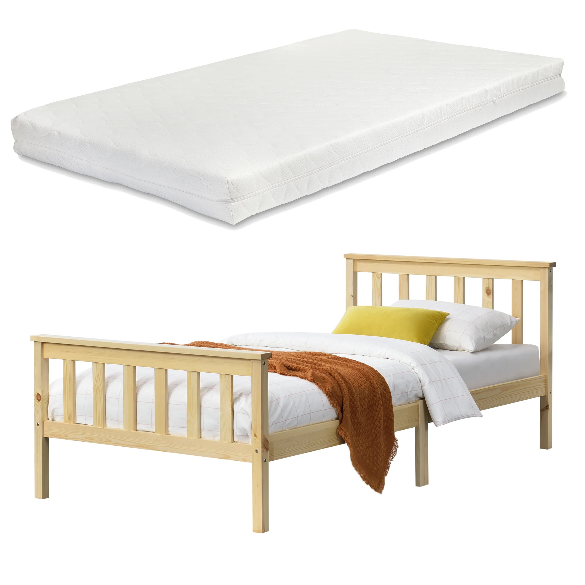 Houten bed Breda met bedbodem en matras - verschillende kleuren en maten - Image 18