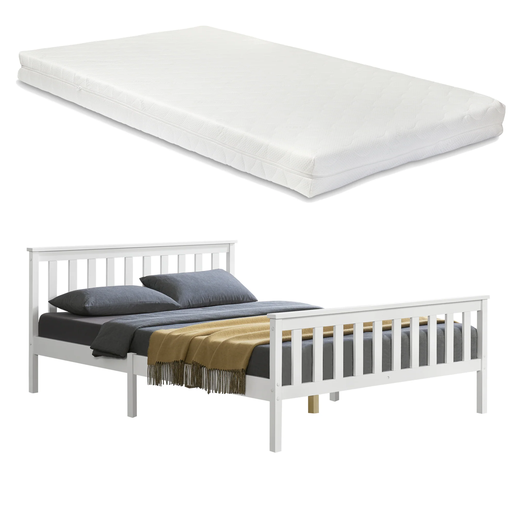 Houten bed Breda met bedbodem en matras - verschillende kleuren en maten - Image 3