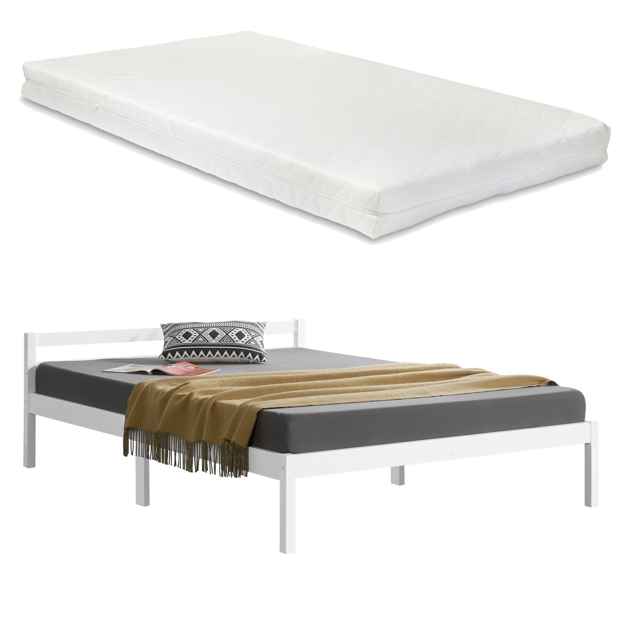 Houten bed Nakkila grenen met bedbodem en matras - 18 varianten - Image 10