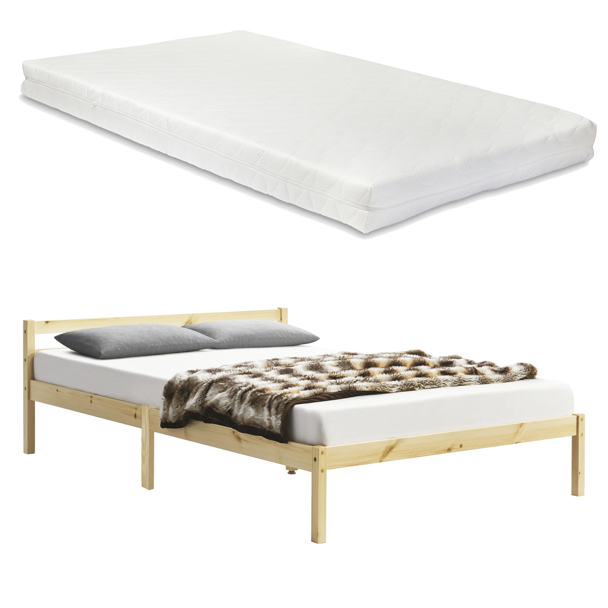 Houten bed Nakkila grenen met bedbodem en matras - 18 varianten - Image 16