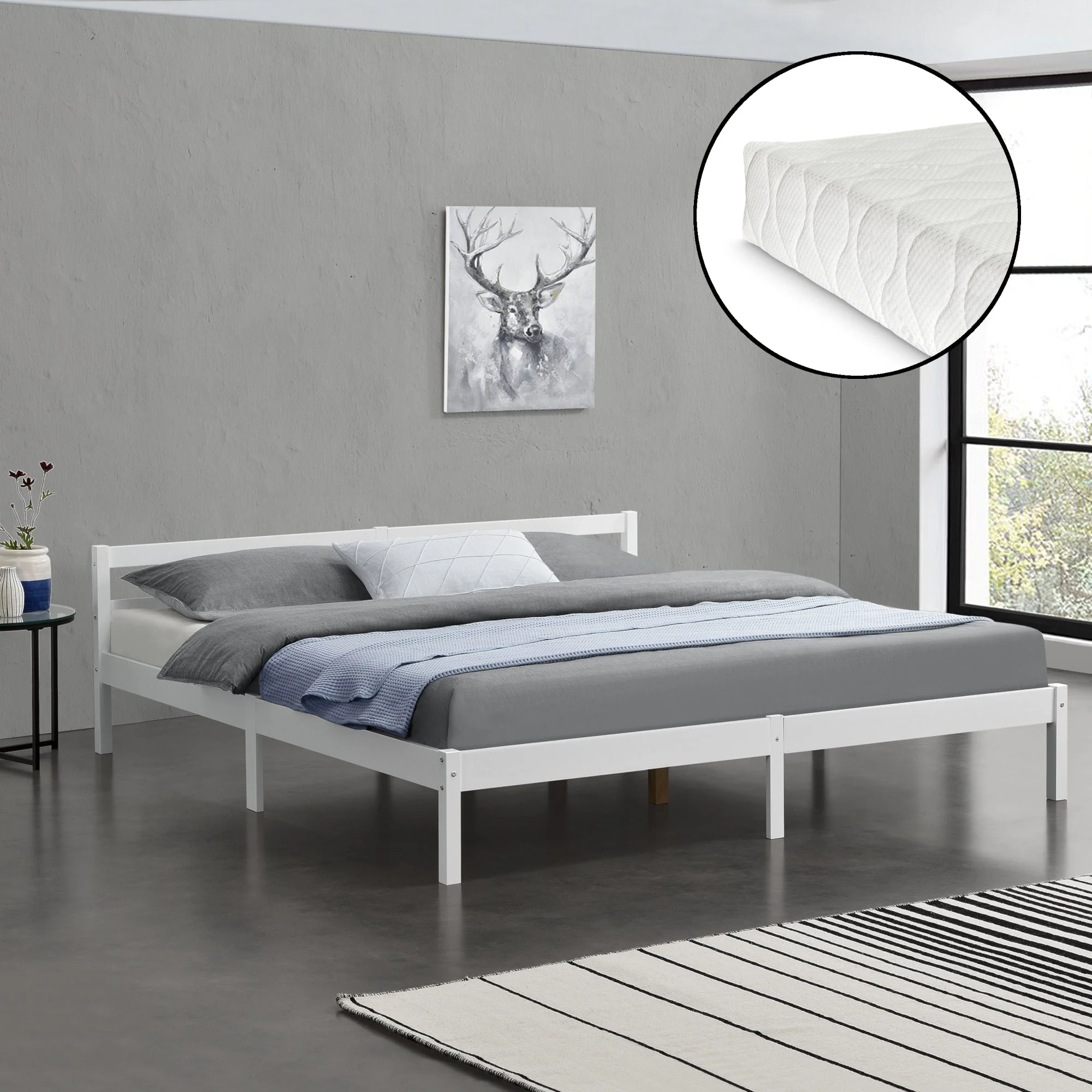 Houten bed Nakkila grenen met bedbodem en matras - 18 varianten - Image 27