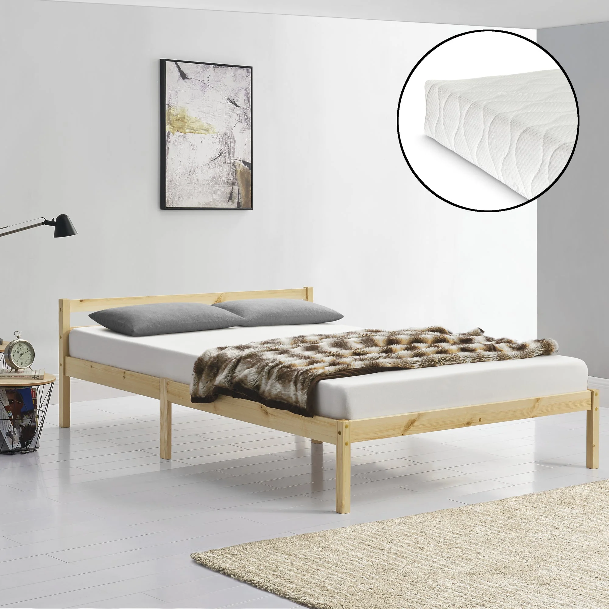 Houten bed Nakkila grenen met bedbodem en matras - 18 varianten - Image 34