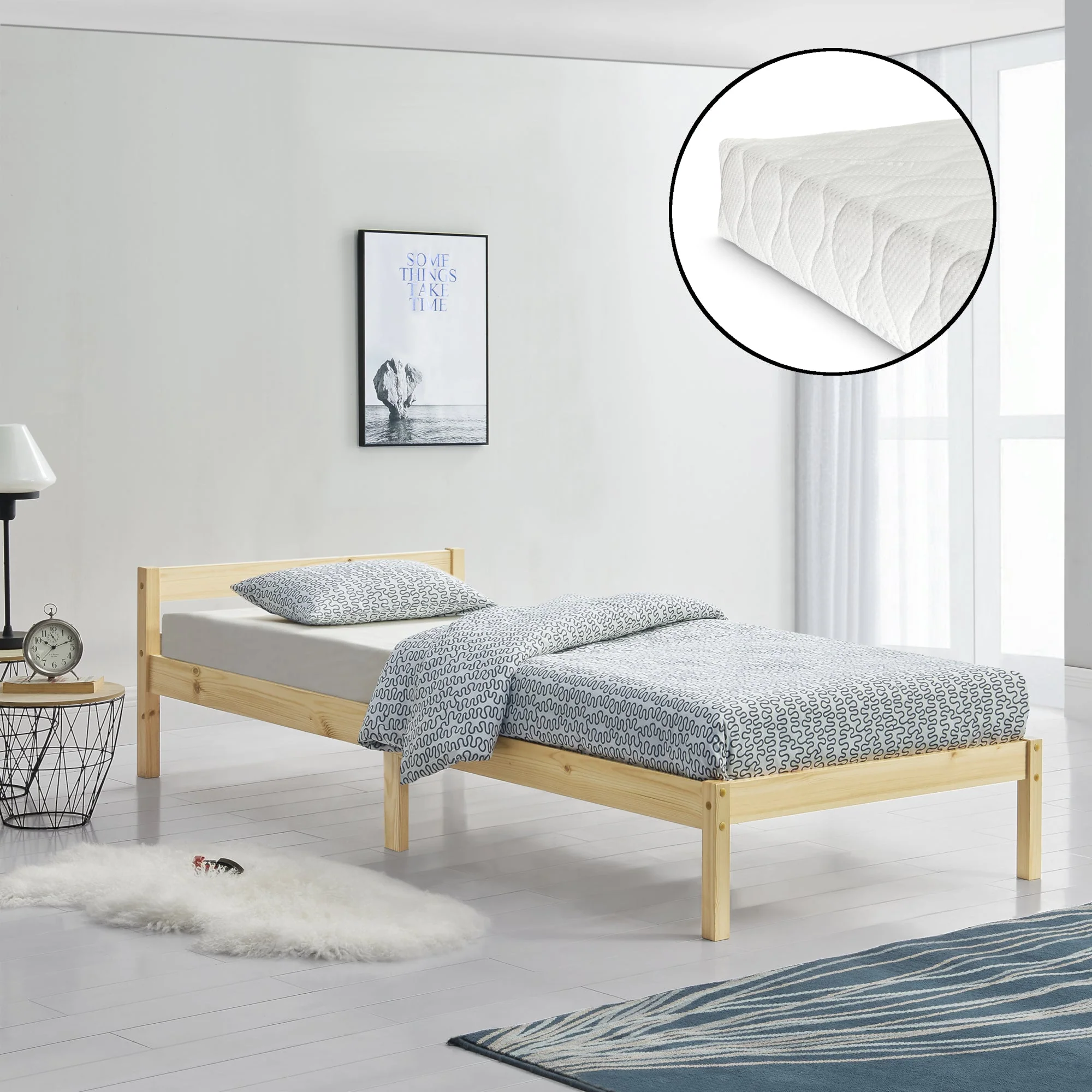 Houten bed Nakkila grenen met bedbodem en matras - 18 varianten - Image 35