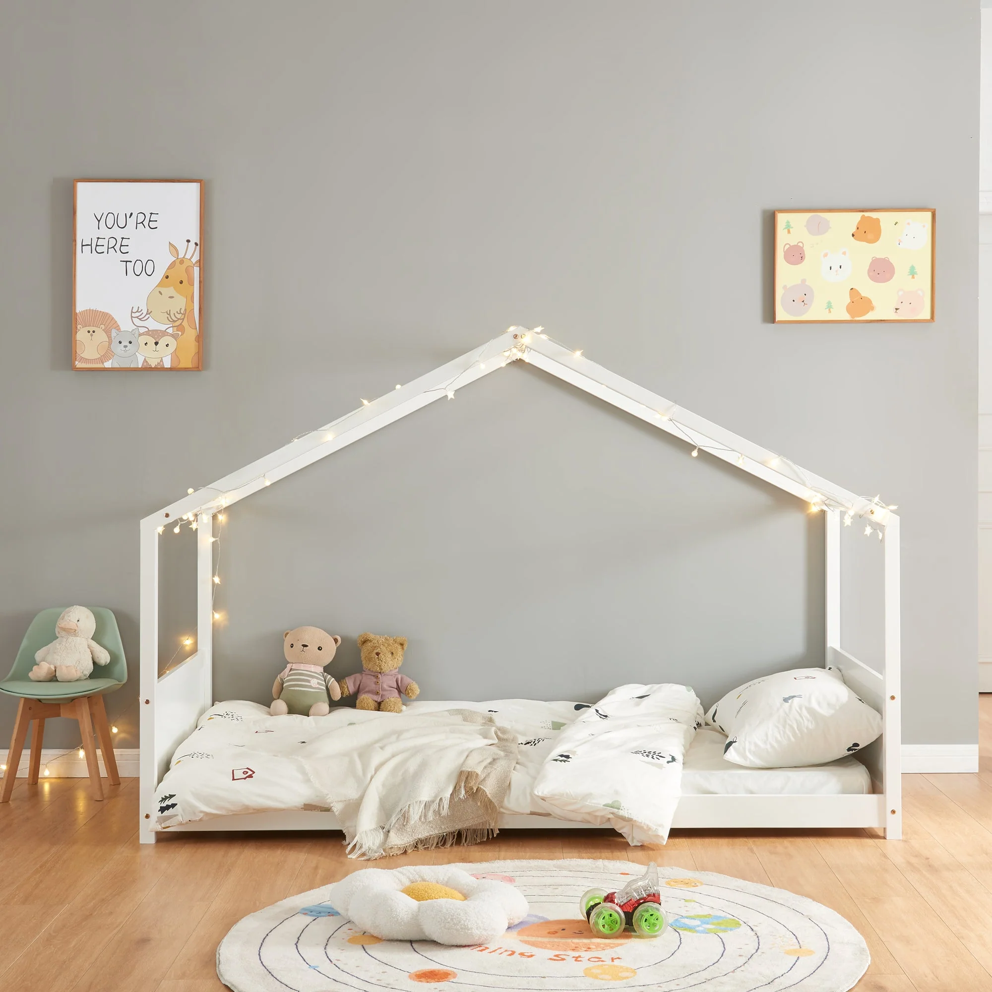 Kinderbed Simo huisbed met matras wit [en.casa] - Image 3
