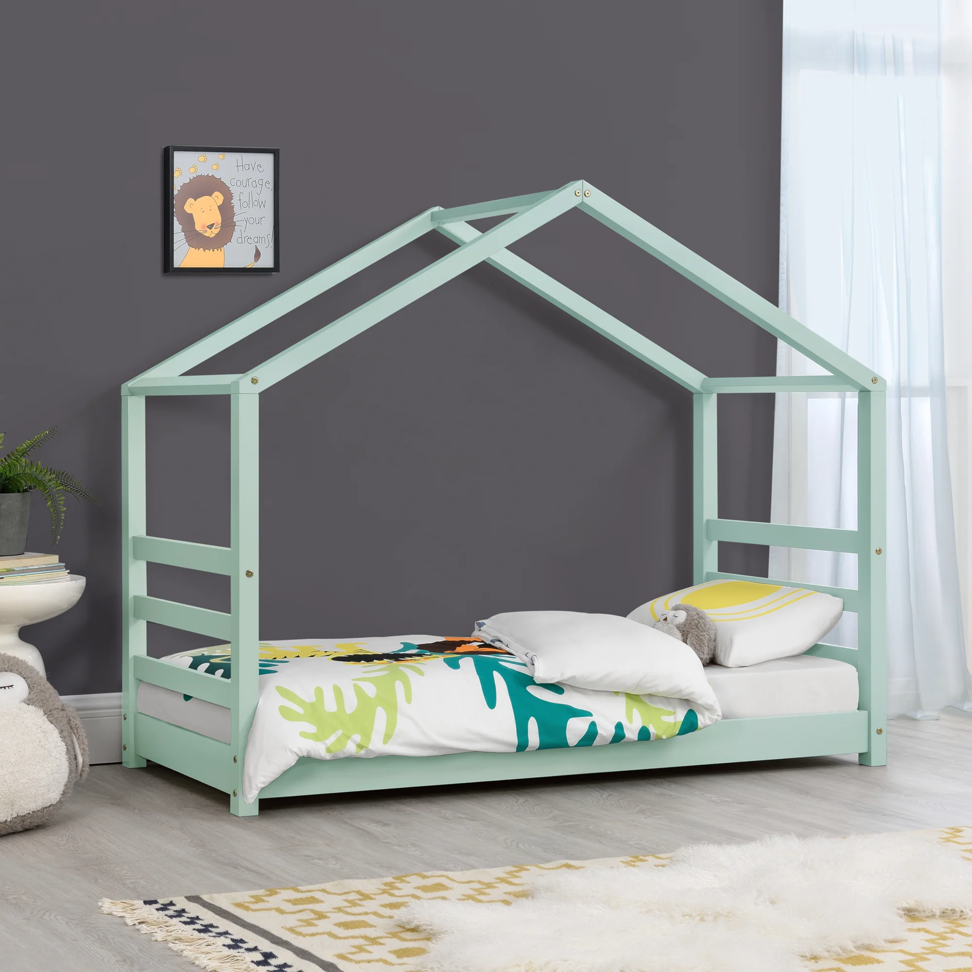 Kinderbed Vardo grenen bed huisbed met bedbodem - verschillende maten en kleuren - Image 5