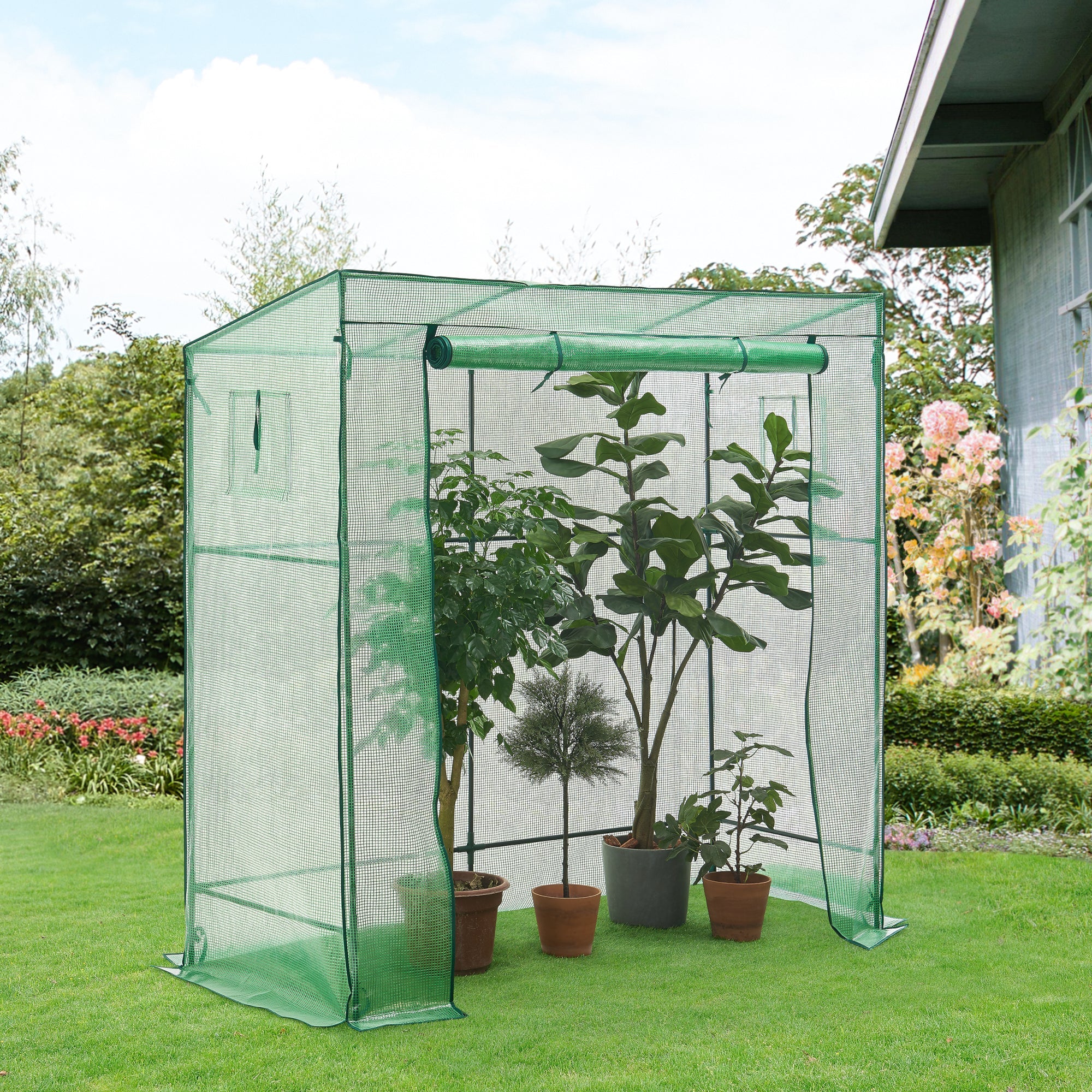 [en.casa] Tuinkas Vlaardingen kweekkas 198x78x180-200 cm groen - Image 2
