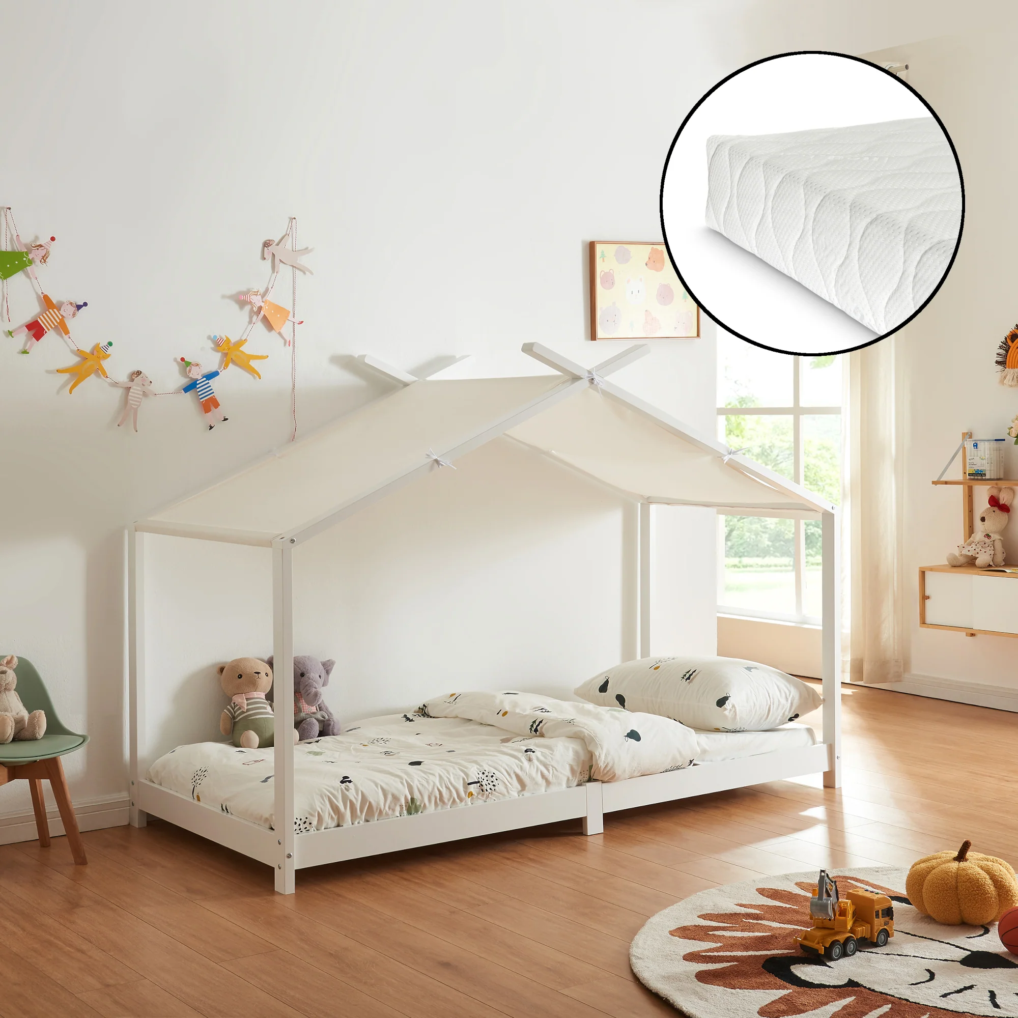 Kinderbed Brome huisbed met matras 90x200 cm [en.casa] - Image 3