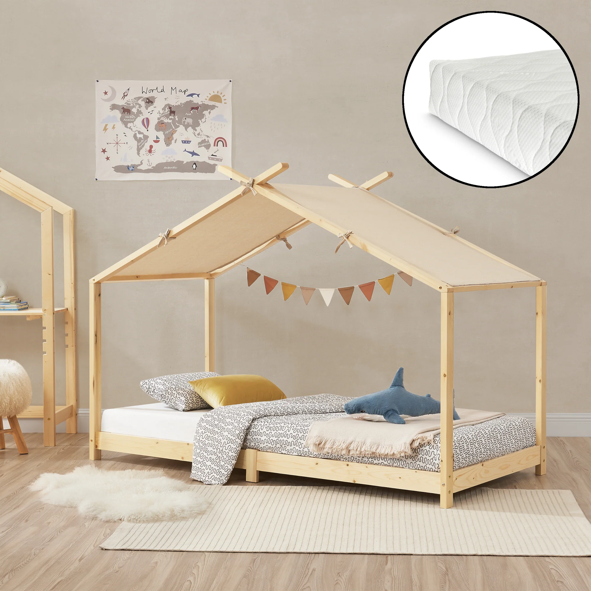 Kinderbed Brome huisbed met matras 90x200 cm [en.casa] - Image 4