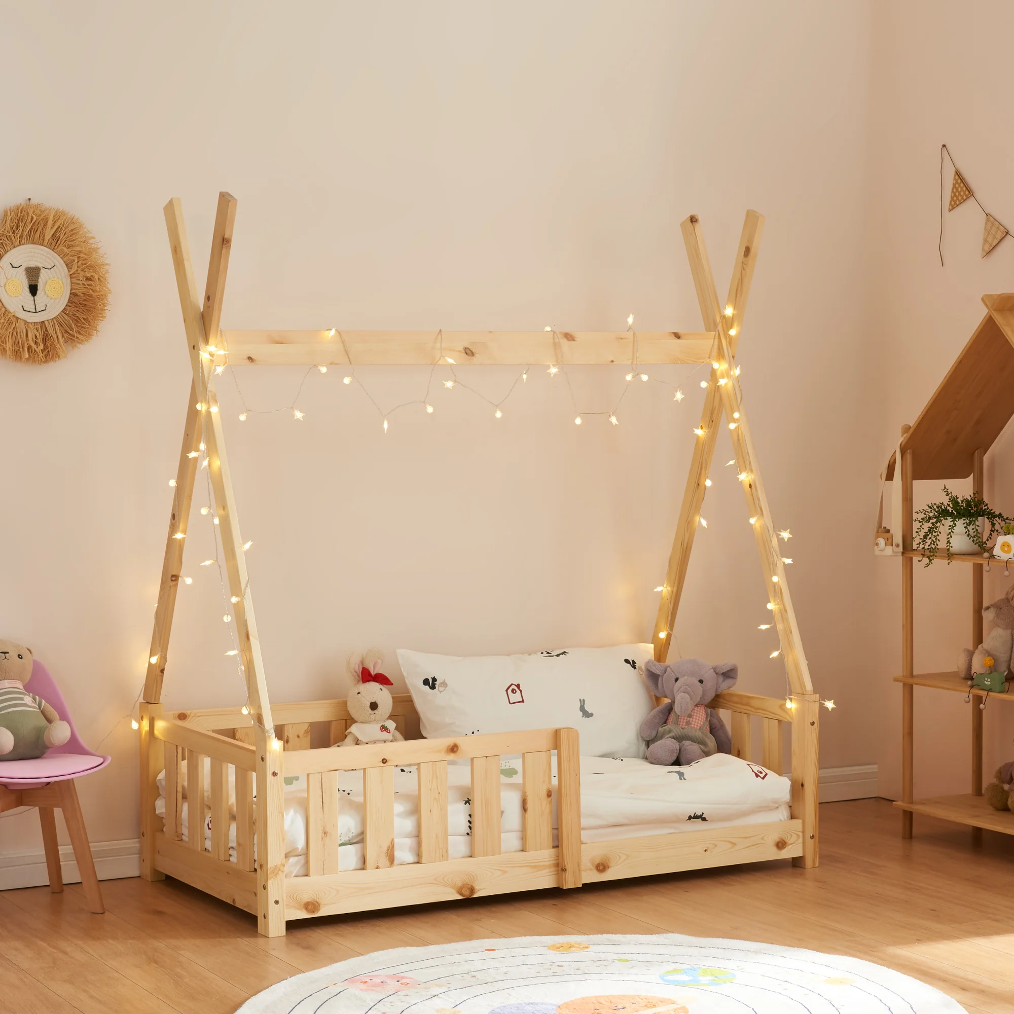 [en.casa] Kinderbed Tipi grenen met uitvalbeveiliging 70x140 cm - 4 varianten - Image 5