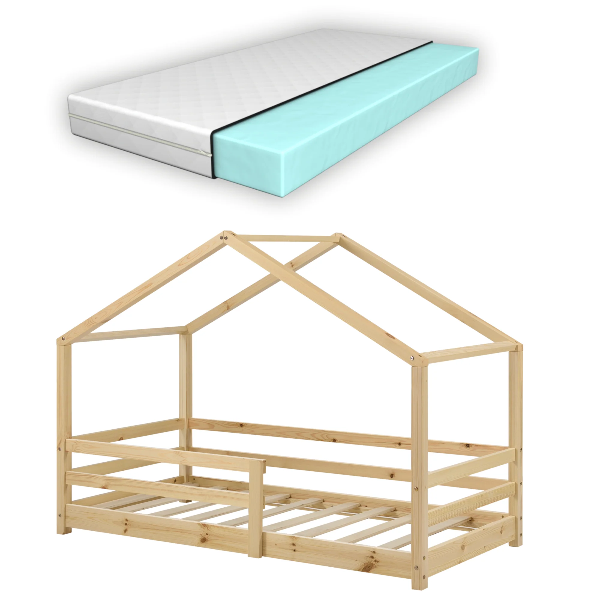 Kinderbed Knätten grenen huisbed incl. matras, bedodem en uitvalbeveiliging - verschillende kleuren en maten - Image 10