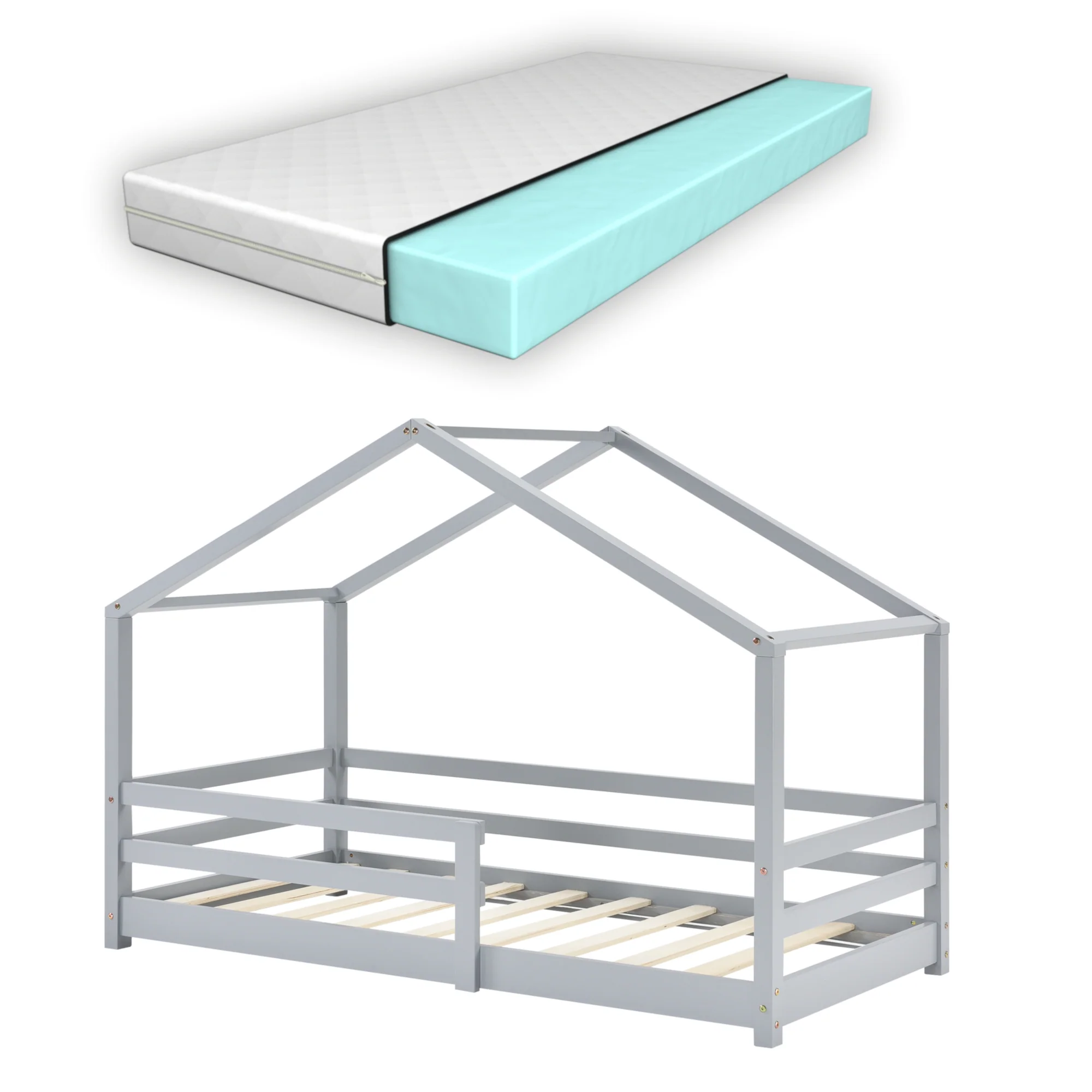 Kinderbed Knätten grenen huisbed incl. matras, bedodem en uitvalbeveiliging - verschillende kleuren en maten - Image 6