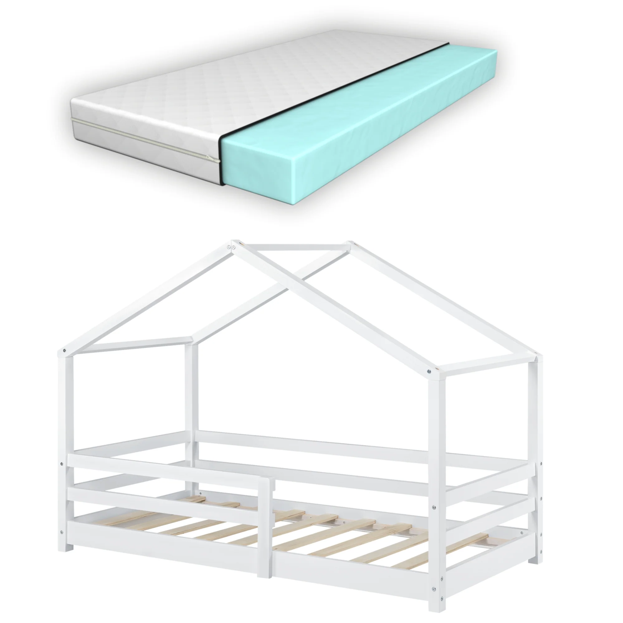 Kinderbed Knätten grenen huisbed incl. matras, bedodem en uitvalbeveiliging - verschillende kleuren en maten - Image 8