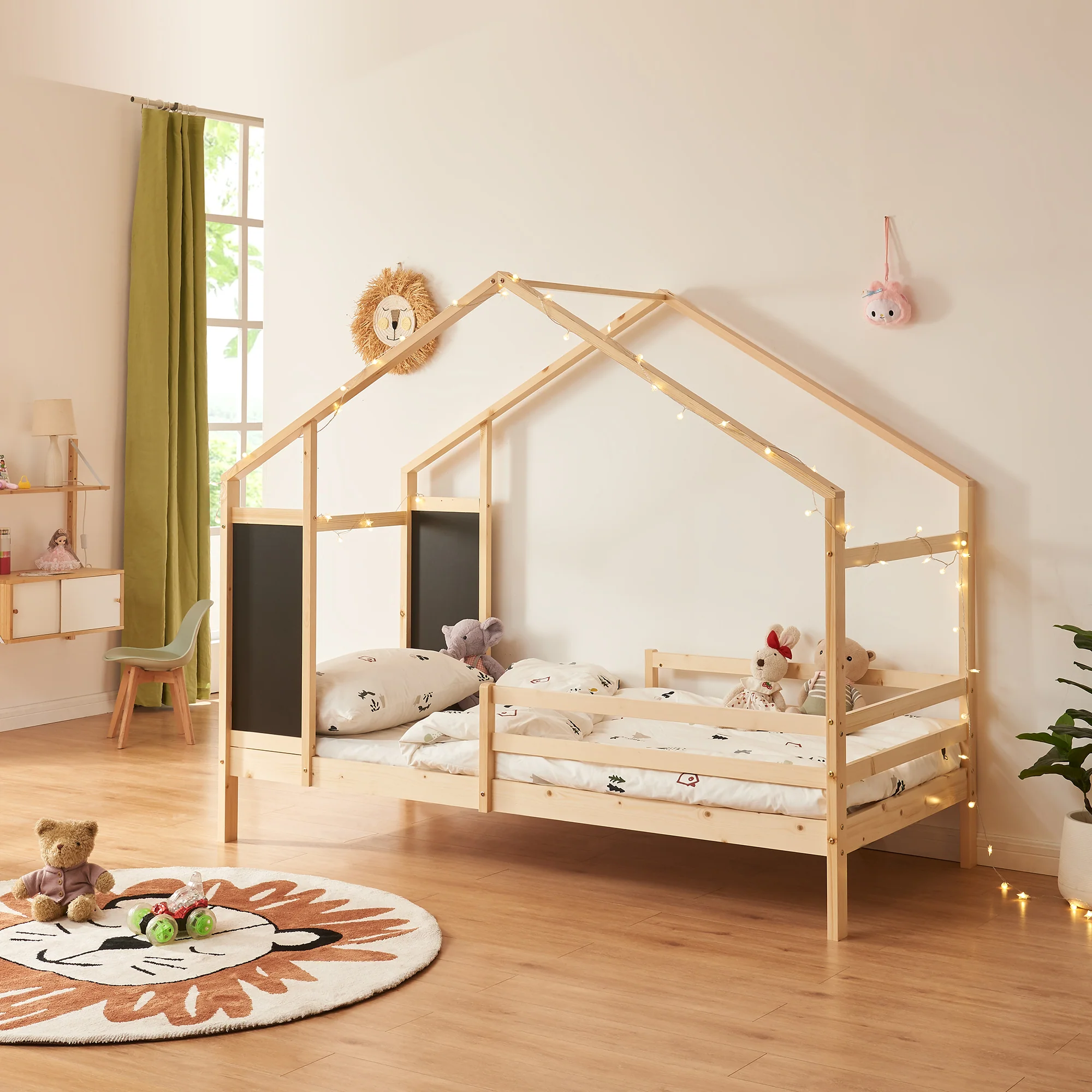 Kinderbed Lorenskog houten huisbed met valbescherming 200x90 cm [en.casa] - Image 3
