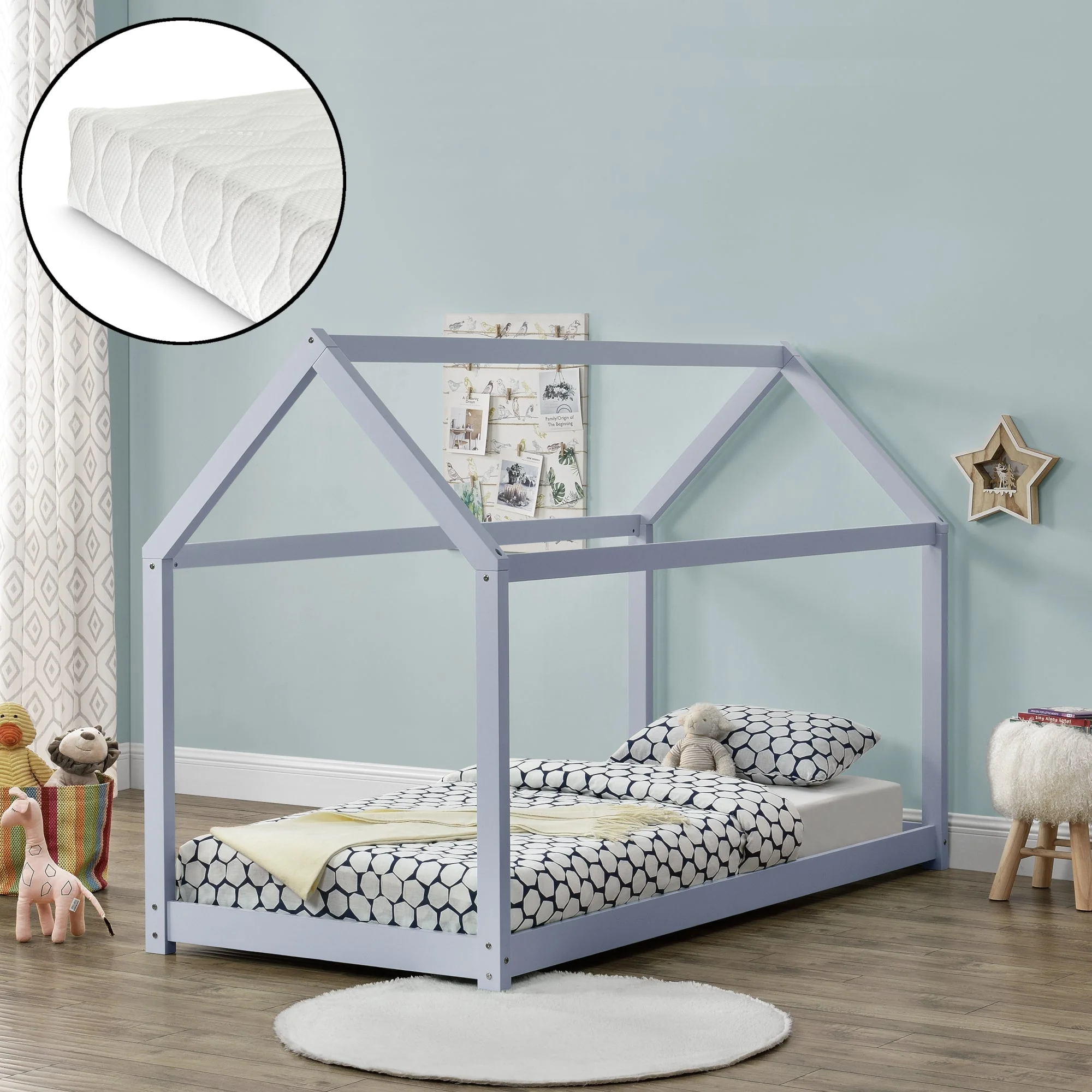 Kinderbed huisbed 200x90 met matras - verschillende kleuren - Image 8