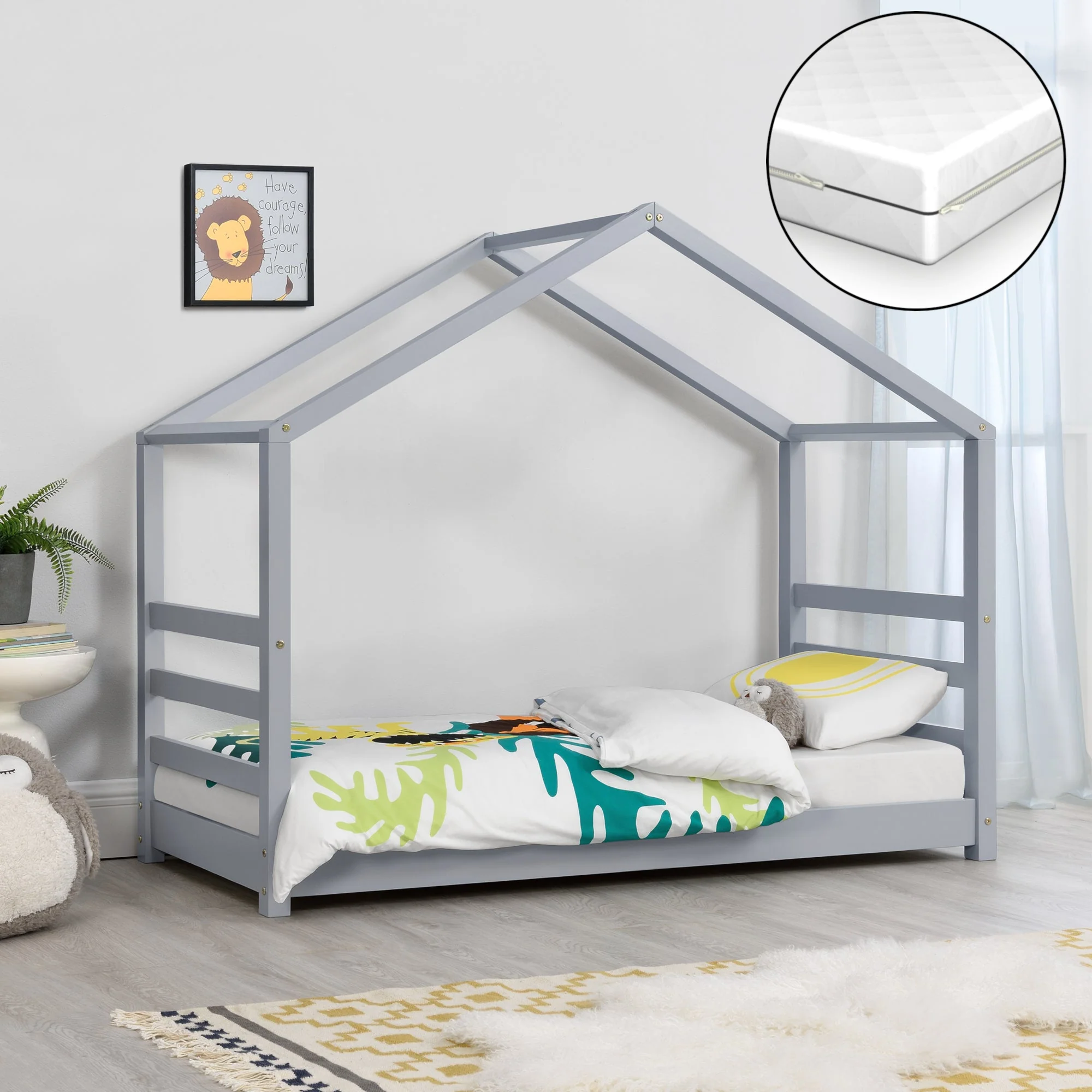 Kinderbed met bedbodem en matras huisbed - verschillende kleuren en modellen - Image 12