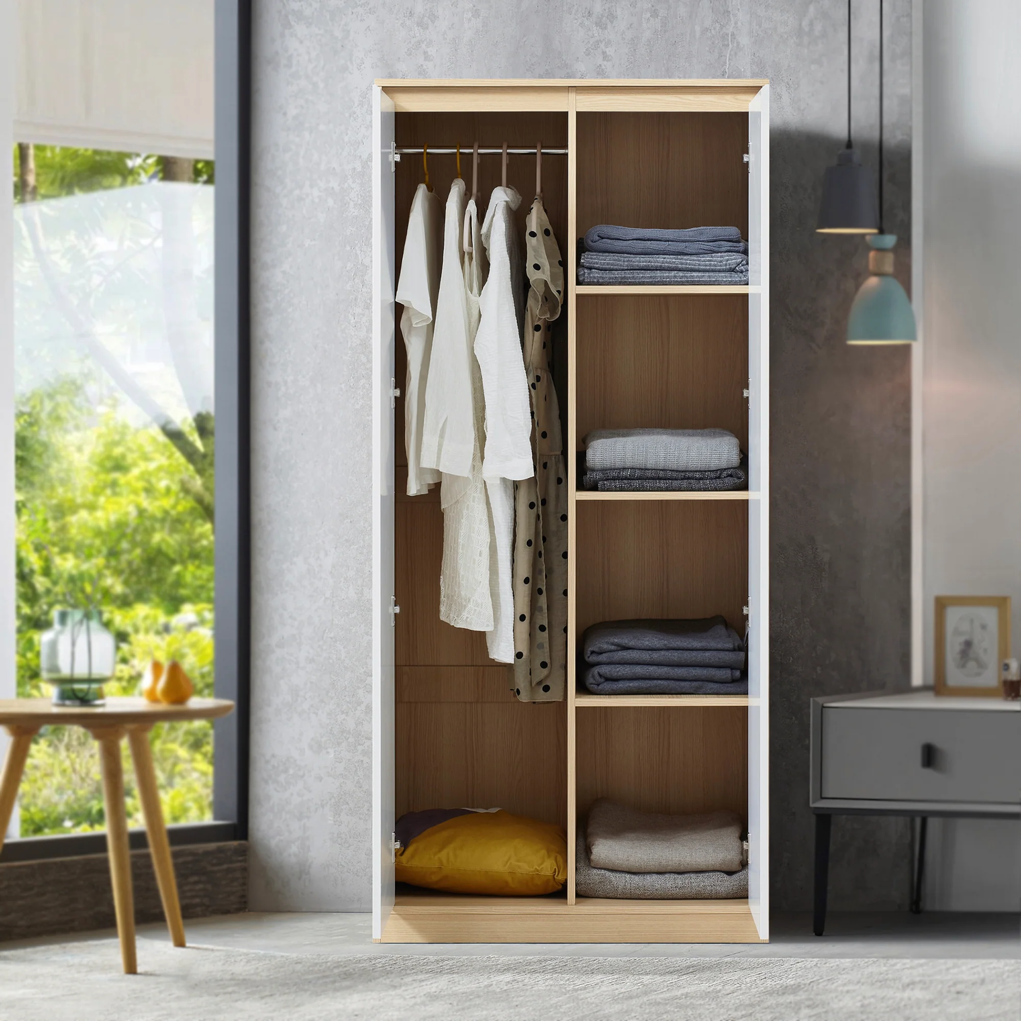 [en.casa] Kledingkast Bastheim mdf eiken en wit - 4 varianten - Image 5