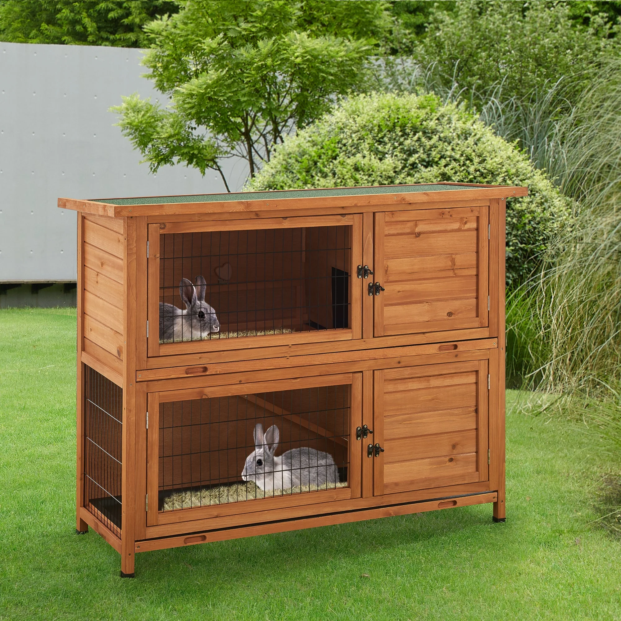 [en.casa] Konijnenhok Falkenau 104x122x50 cm houtkleurig - Image 2