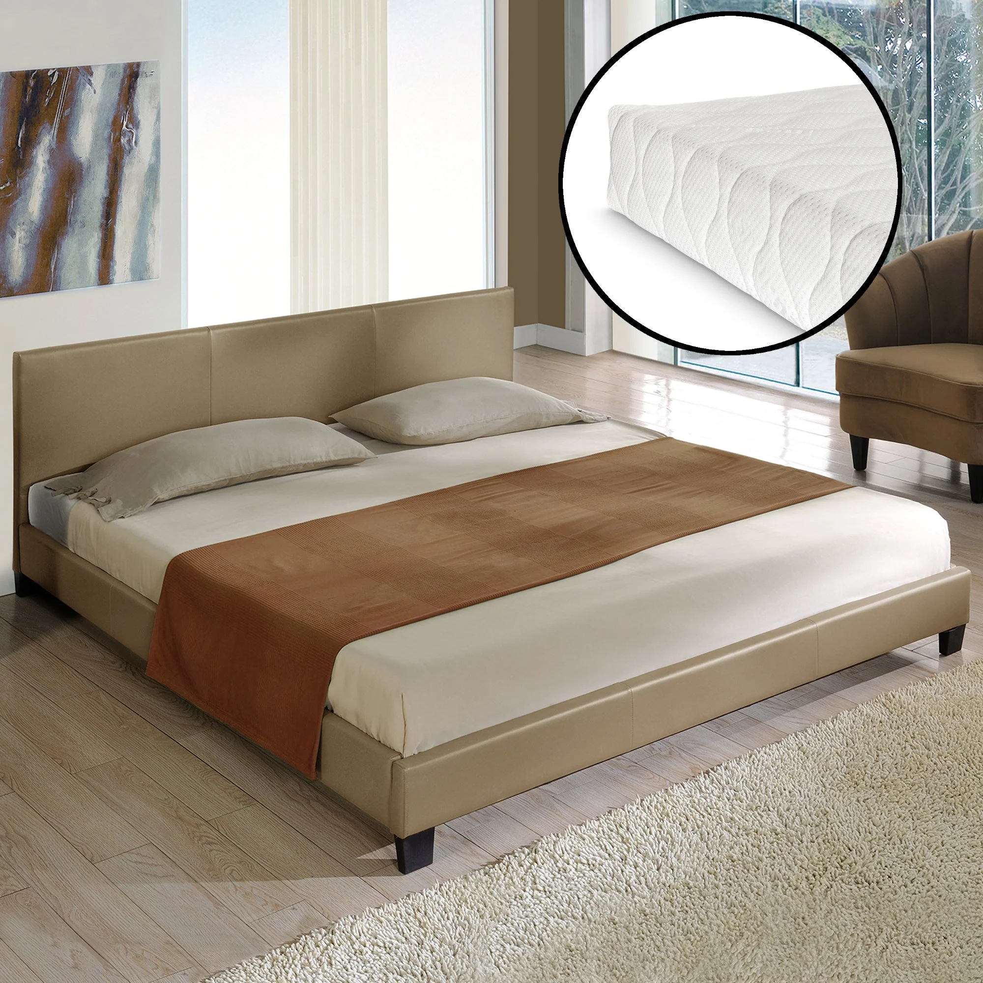 Aron bedframe kunstleer met matras en bedbodem - 18 varianten - Image 24