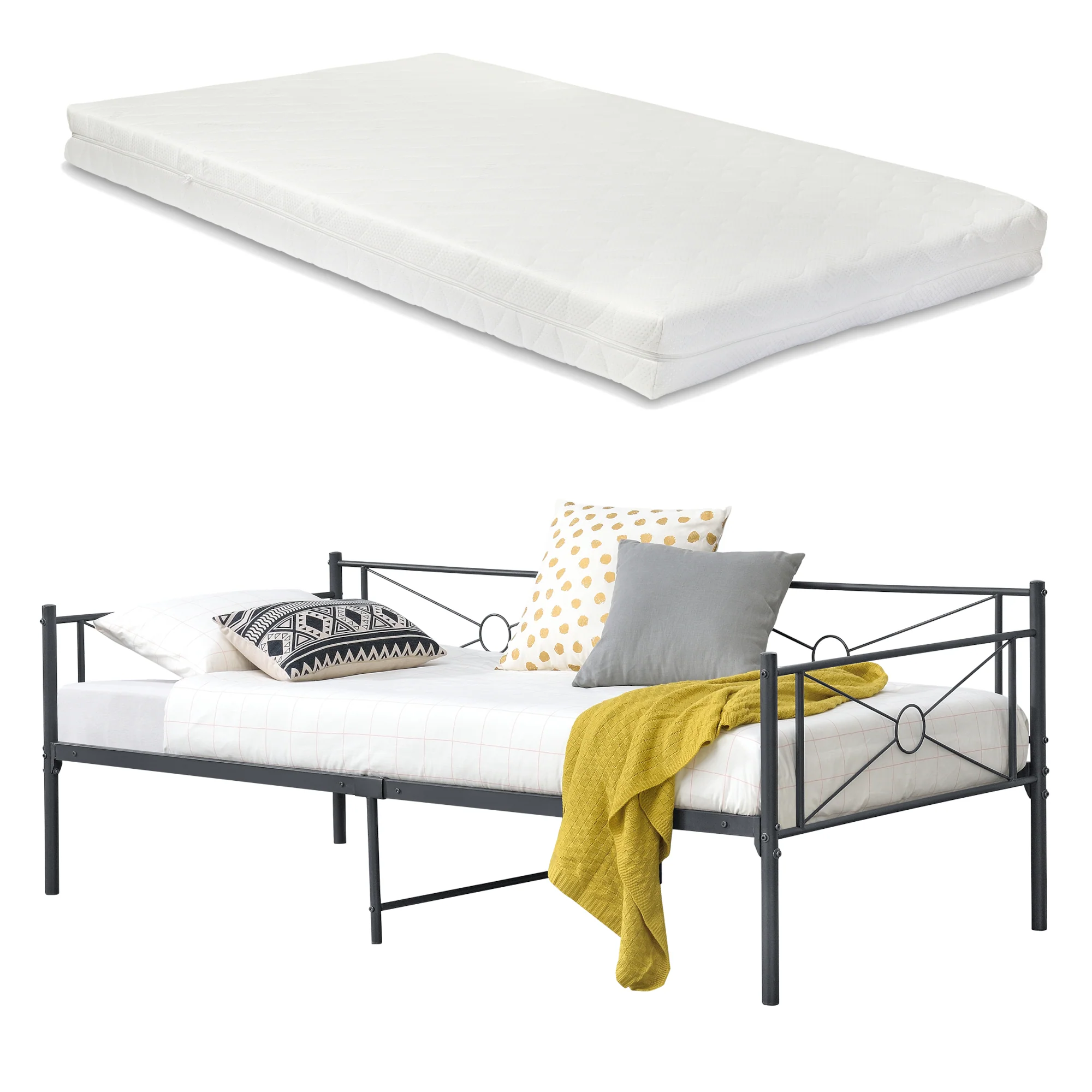 Metalen bed Alvesta met bedbodem en matras 90x200 cm - 3 varianten - Image 2