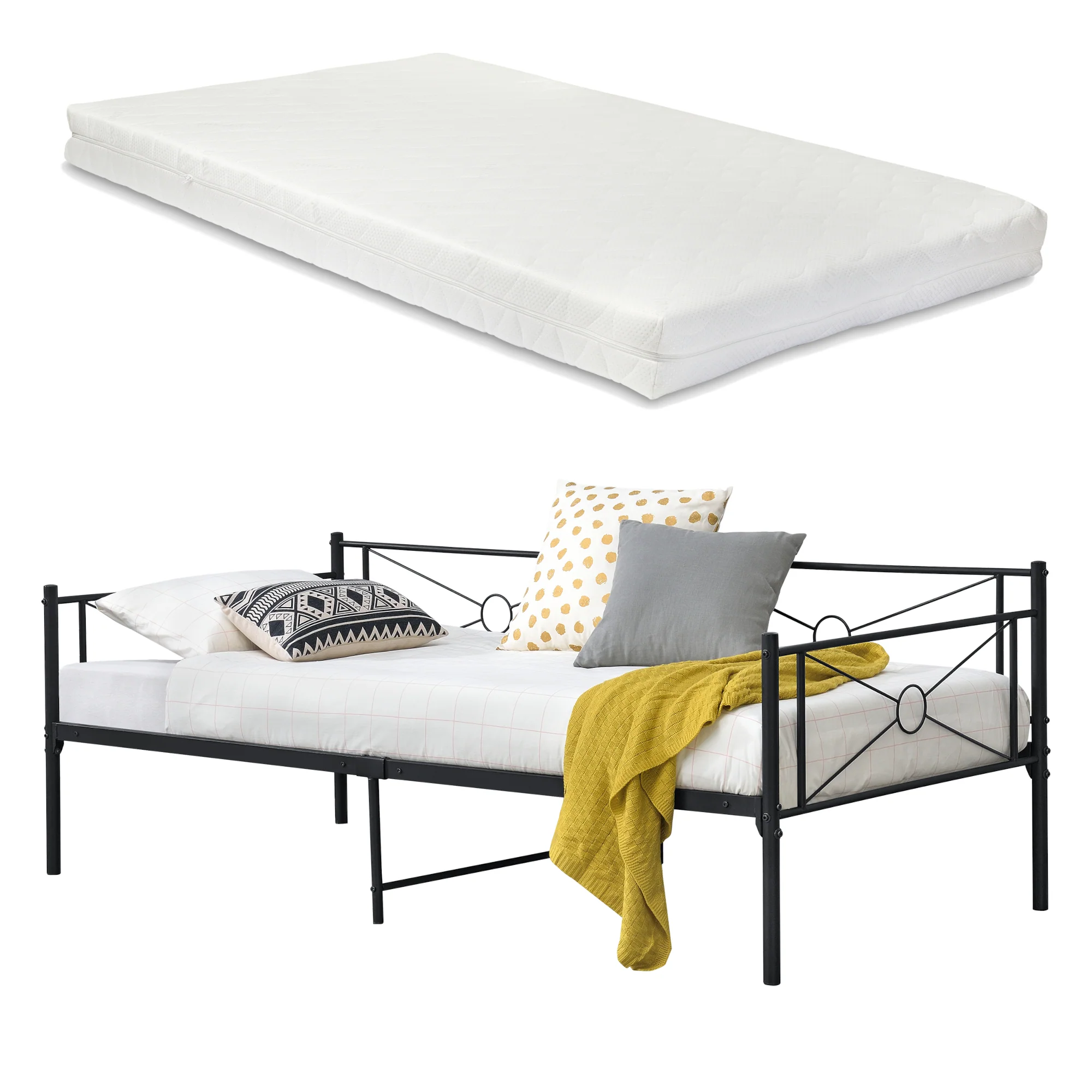 Metalen bed Alvesta met bedbodem en matras 90x200 cm - 3 varianten - Image 4
