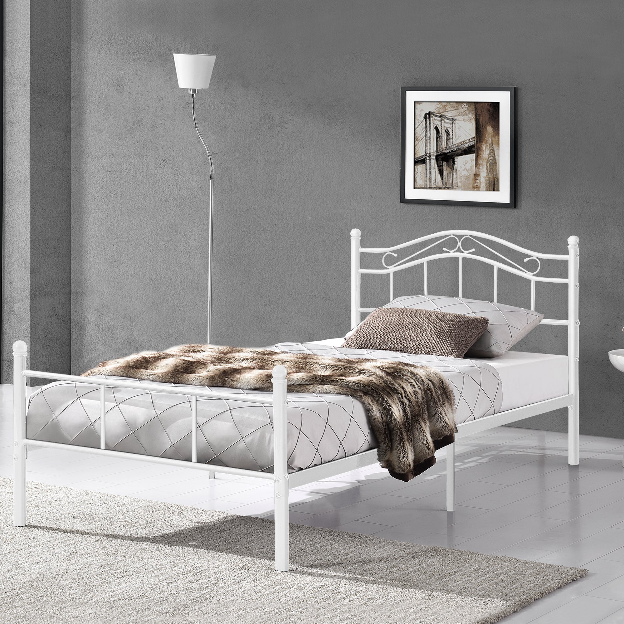 Metalen bedframe incl. bedbodem met of zonder matras 120x200 cm - zwart of wit - Image 3