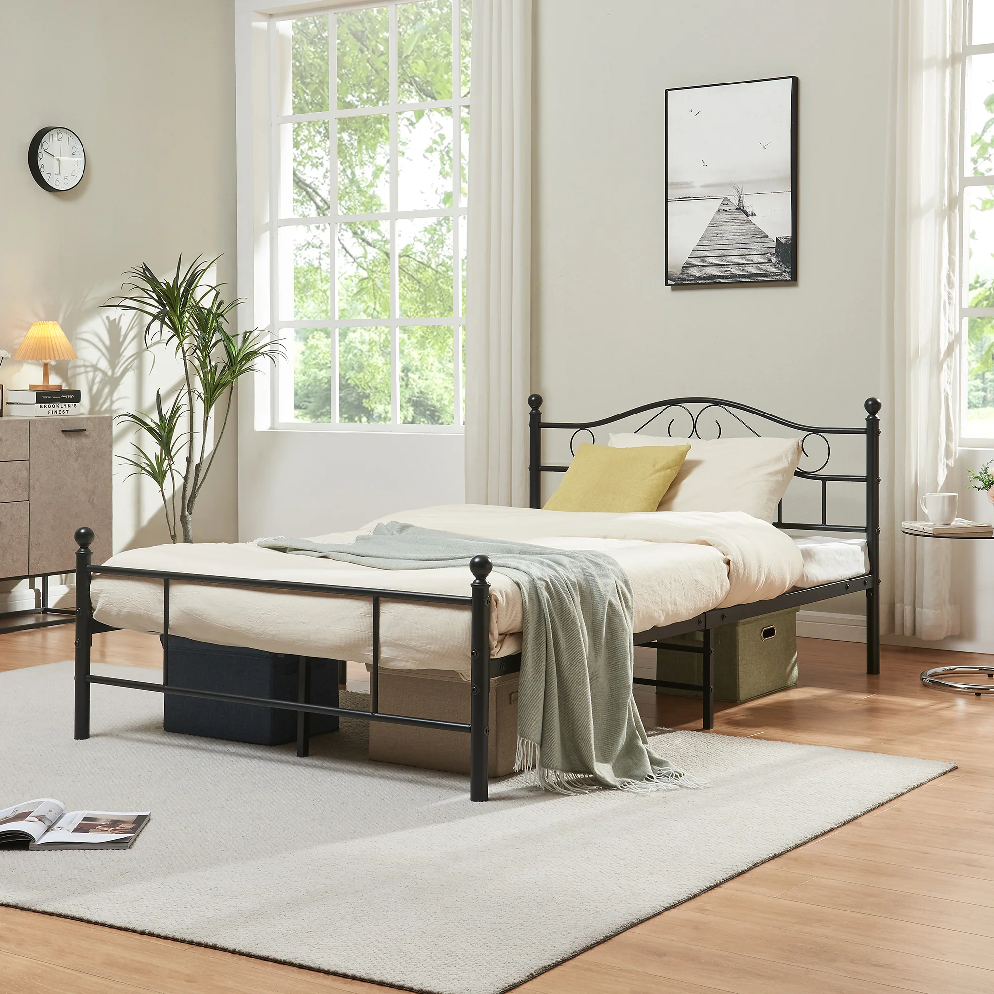 Metalen bedframe incl. bedbodem met of zonder matras 120x200 cm - zwart of wit - Image 5