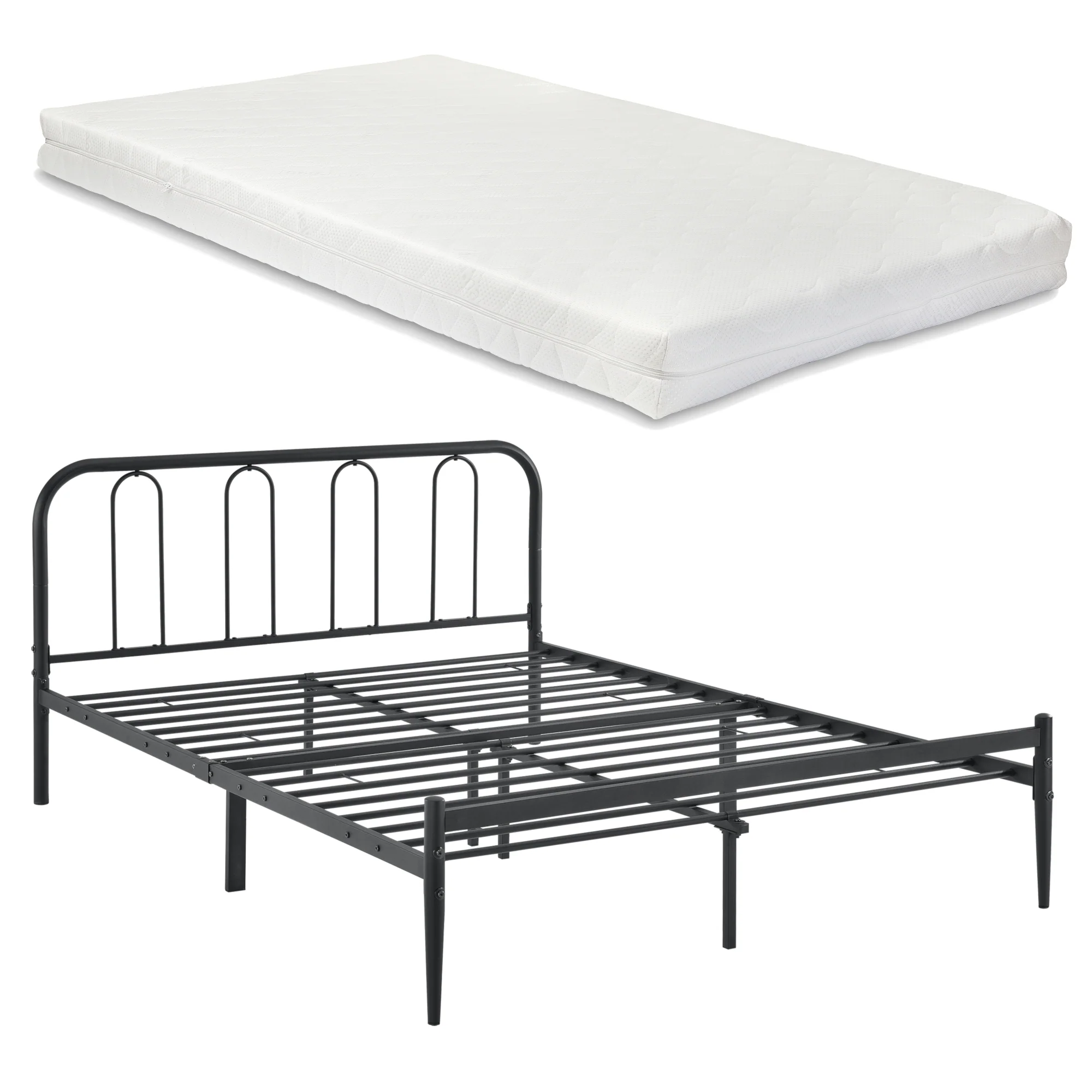 Metalen bedframe Hanko zwart met bedbodem en matras - verschillende maten - Image 4
