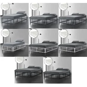 Stalen bedframe met bedbodem en matras - verschillende maten en kleuren