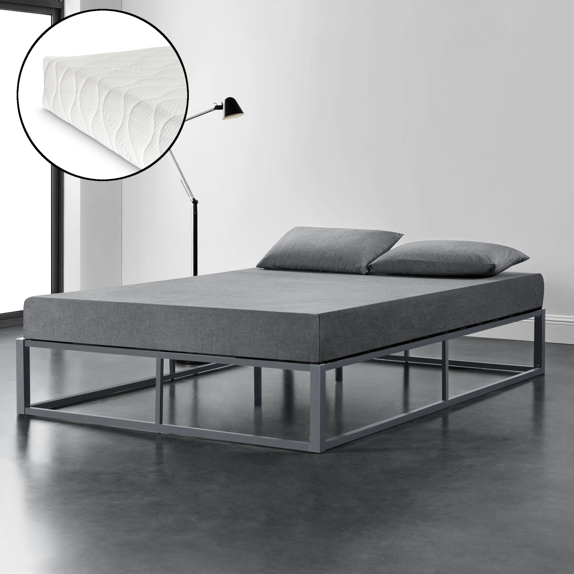 Stalen bedframe met bedbodem en matras - verschillende maten en kleuren - Image 11
