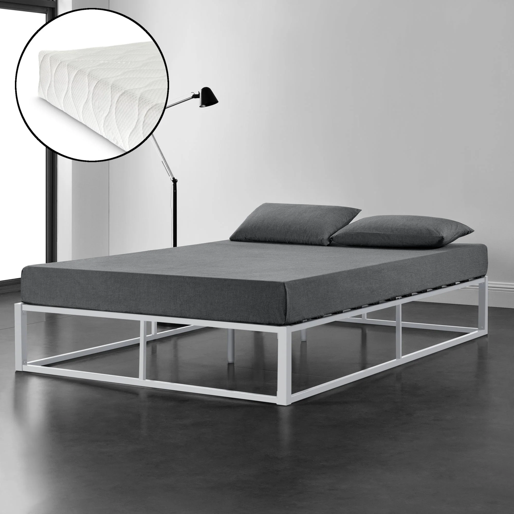 Stalen bedframe met bedbodem en matras - verschillende maten en kleuren - Image 13