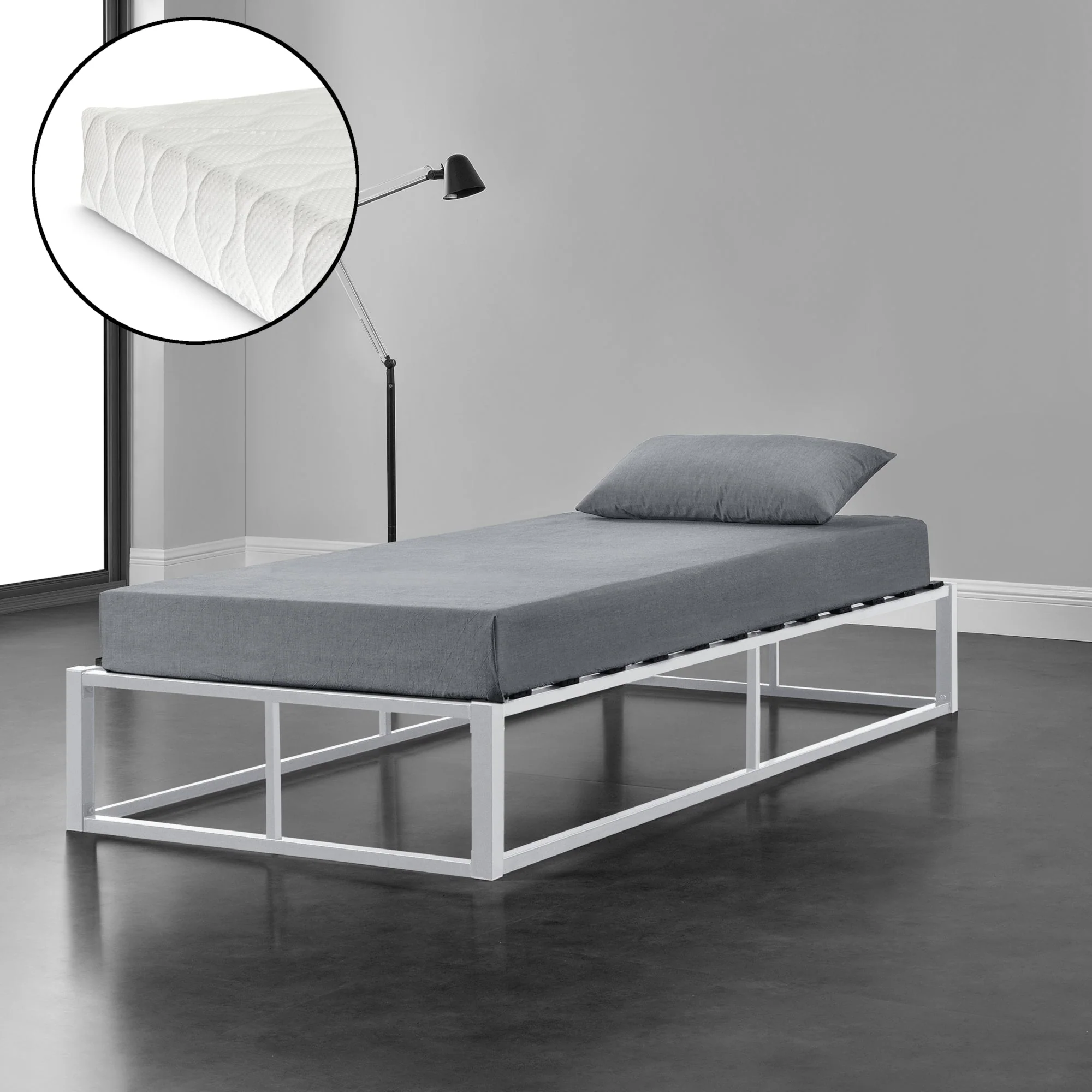 Stalen bedframe met bedbodem en matras - verschillende maten en kleuren - Image 15