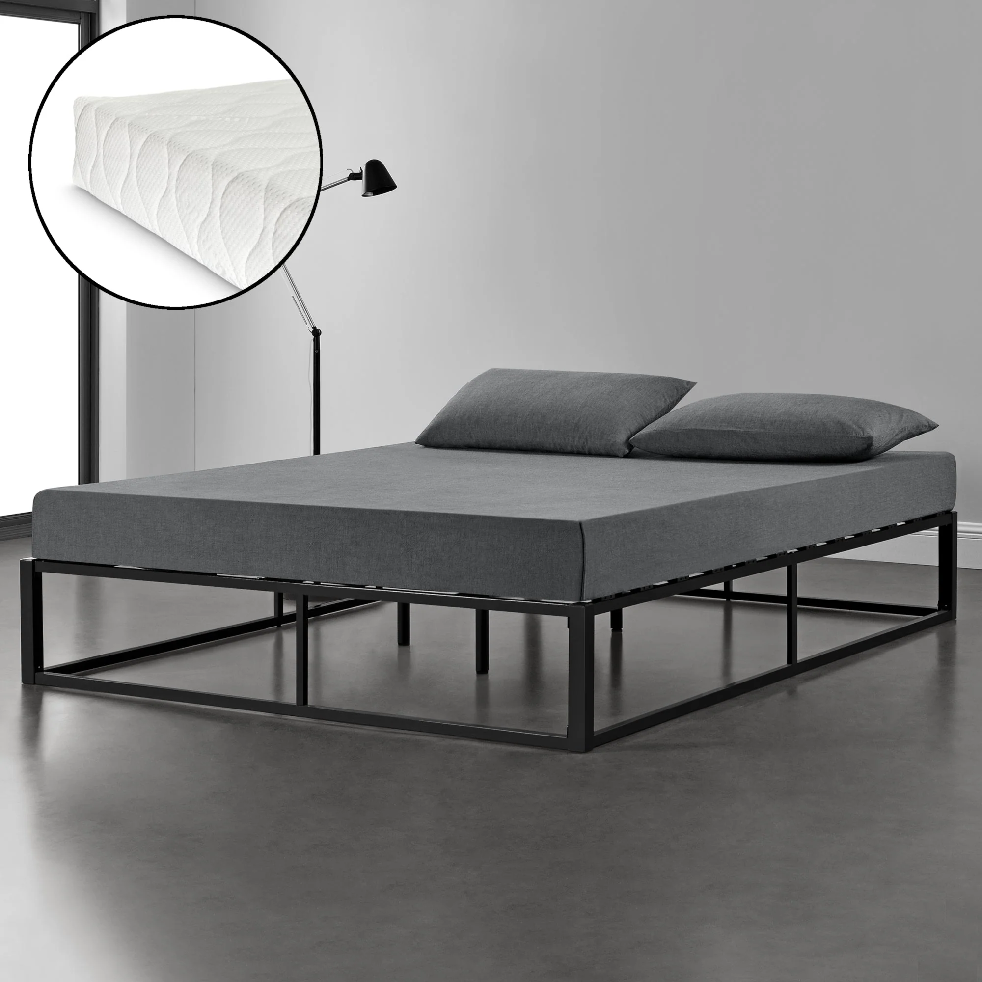 Stalen bedframe met bedbodem en matras - verschillende maten en kleuren - Image 16