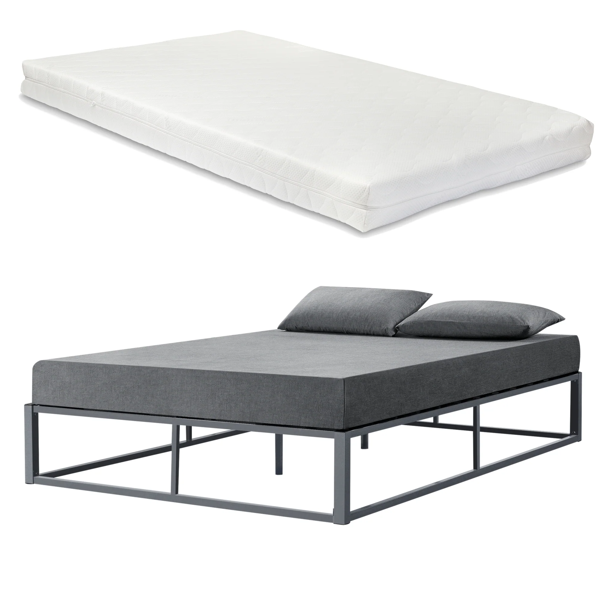 Stalen bedframe met bedbodem en matras - verschillende maten en kleuren - Image 3