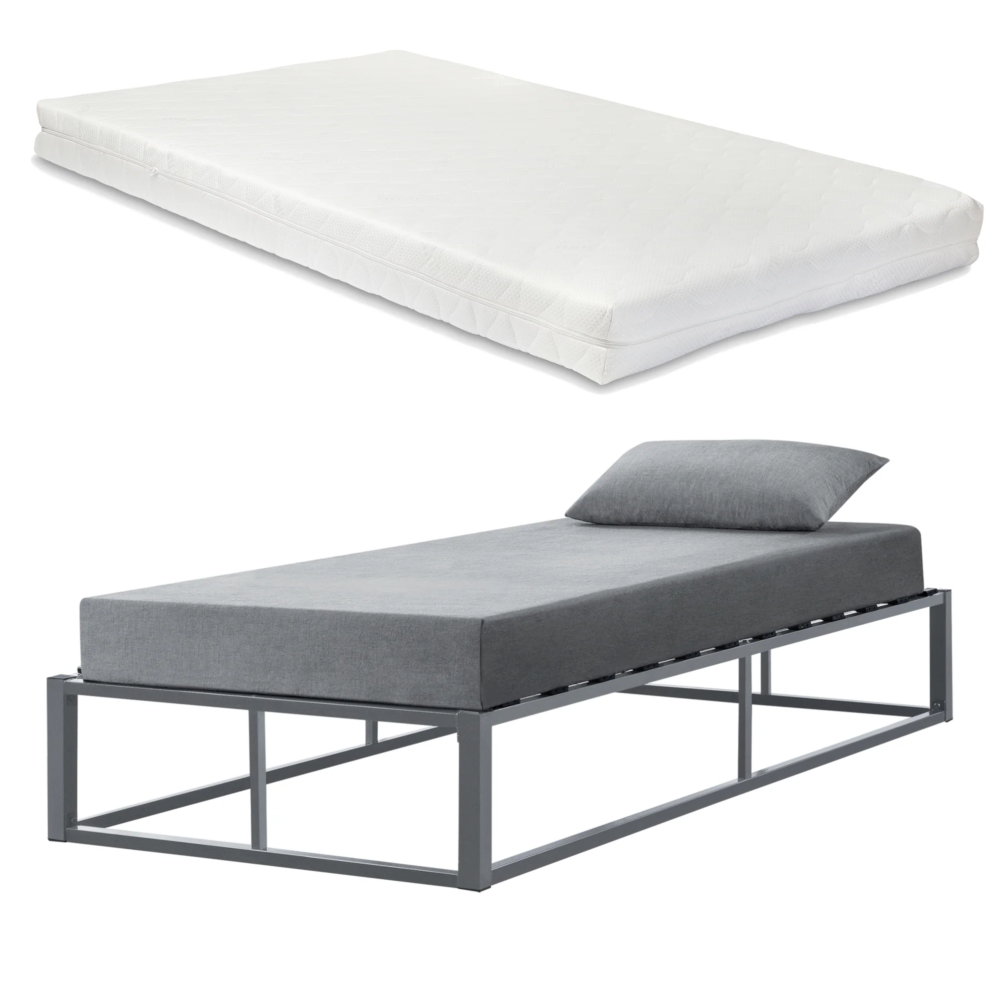 Stalen bedframe met bedbodem en matras - verschillende maten en kleuren - Image 4