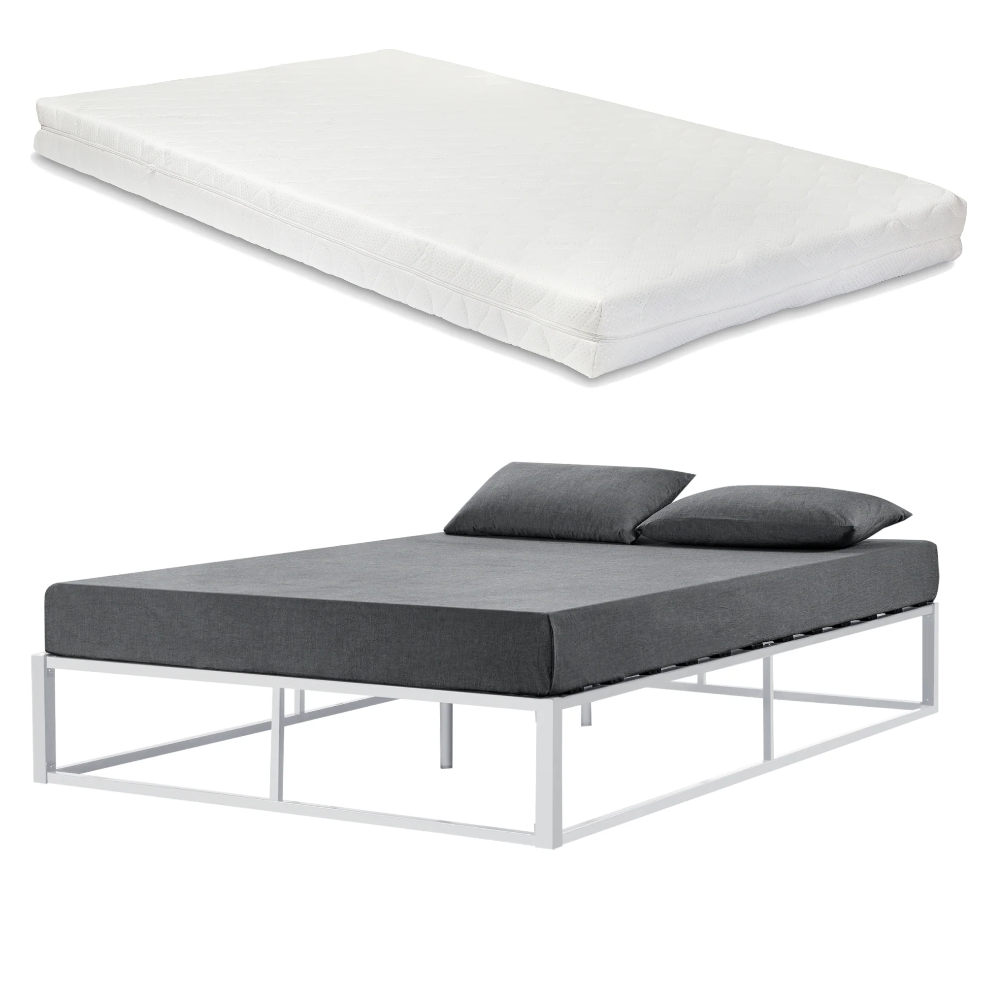 Stalen bedframe met bedbodem en matras - verschillende maten en kleuren - Image 6