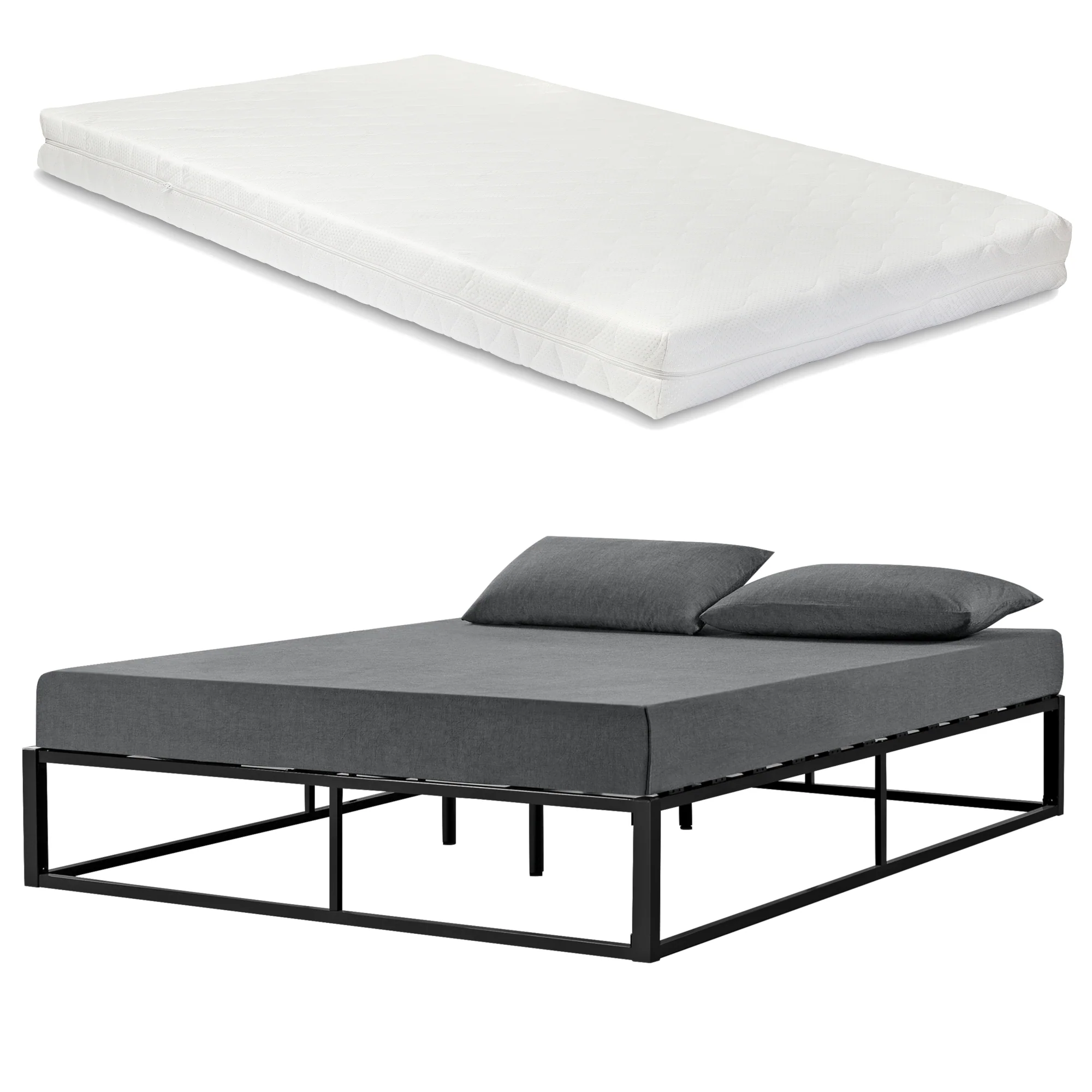 Stalen bedframe met bedbodem en matras - verschillende maten en kleuren - Image 8