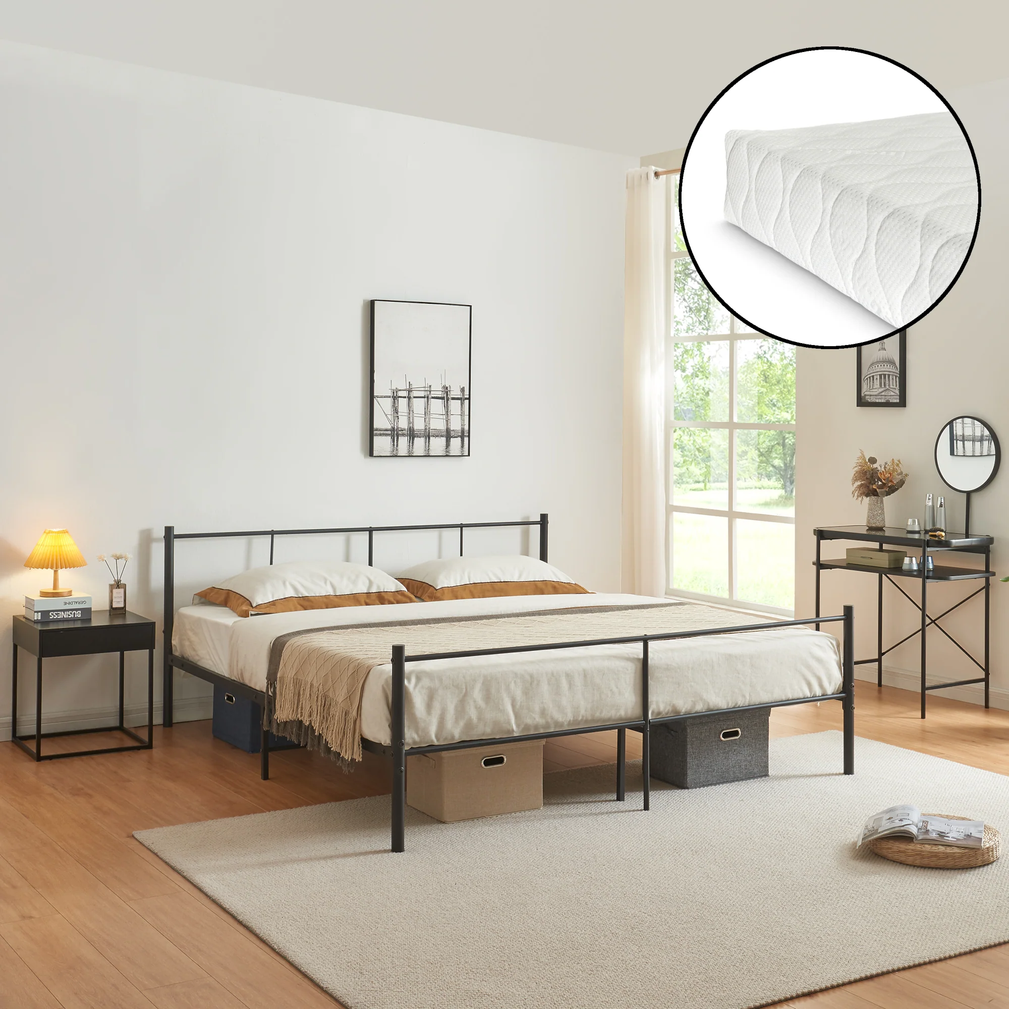 Metalen bedframe Laos met bedbodem en matras zwart - verschillende kleuren - Image 3