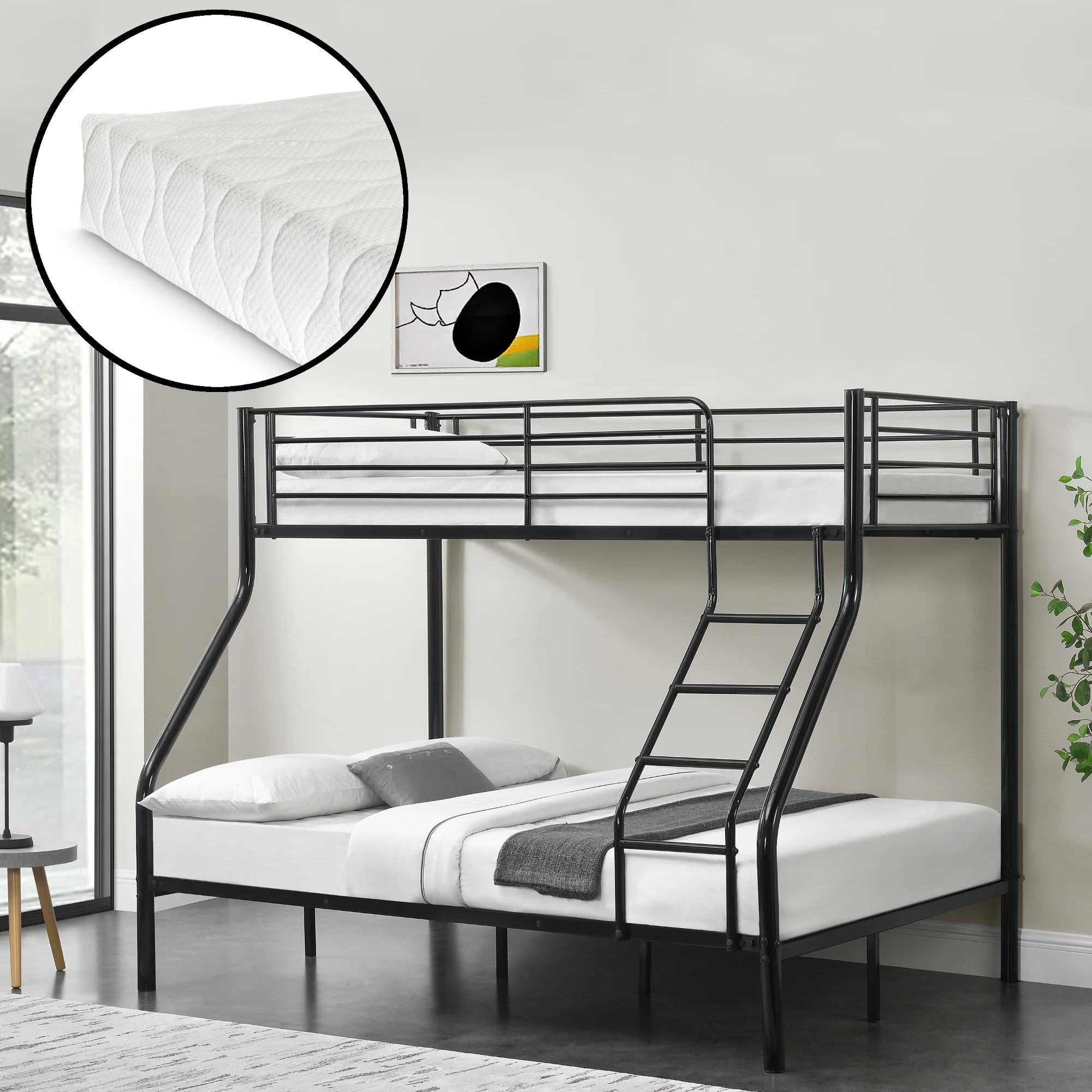 Metalen stapelbed kinderbed met matrassen 210x147,5x168 cm - 2 kleuren - Image 3