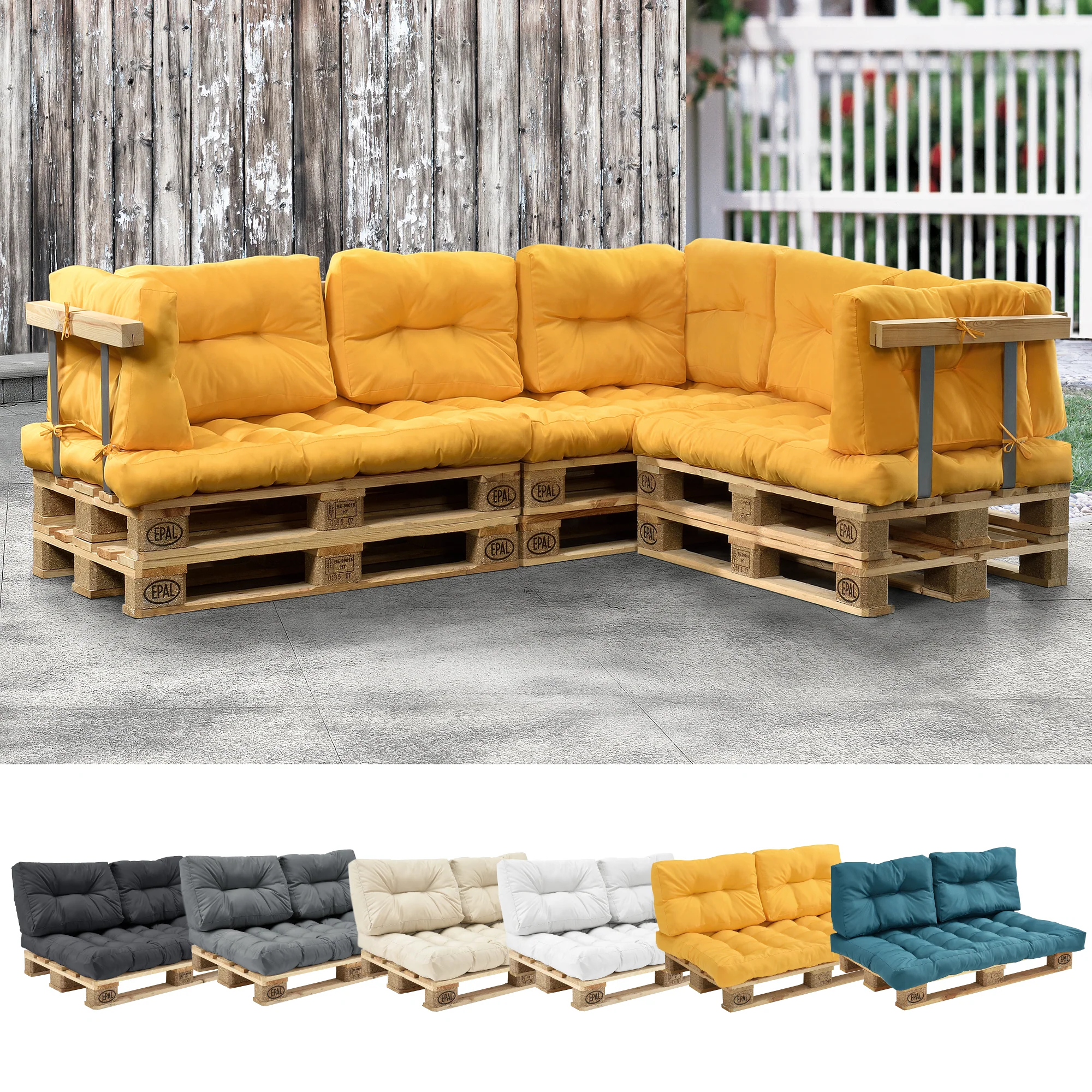 Rugkussen zitkussen en leuningen voor palletbank - 14 varianten - Image 5