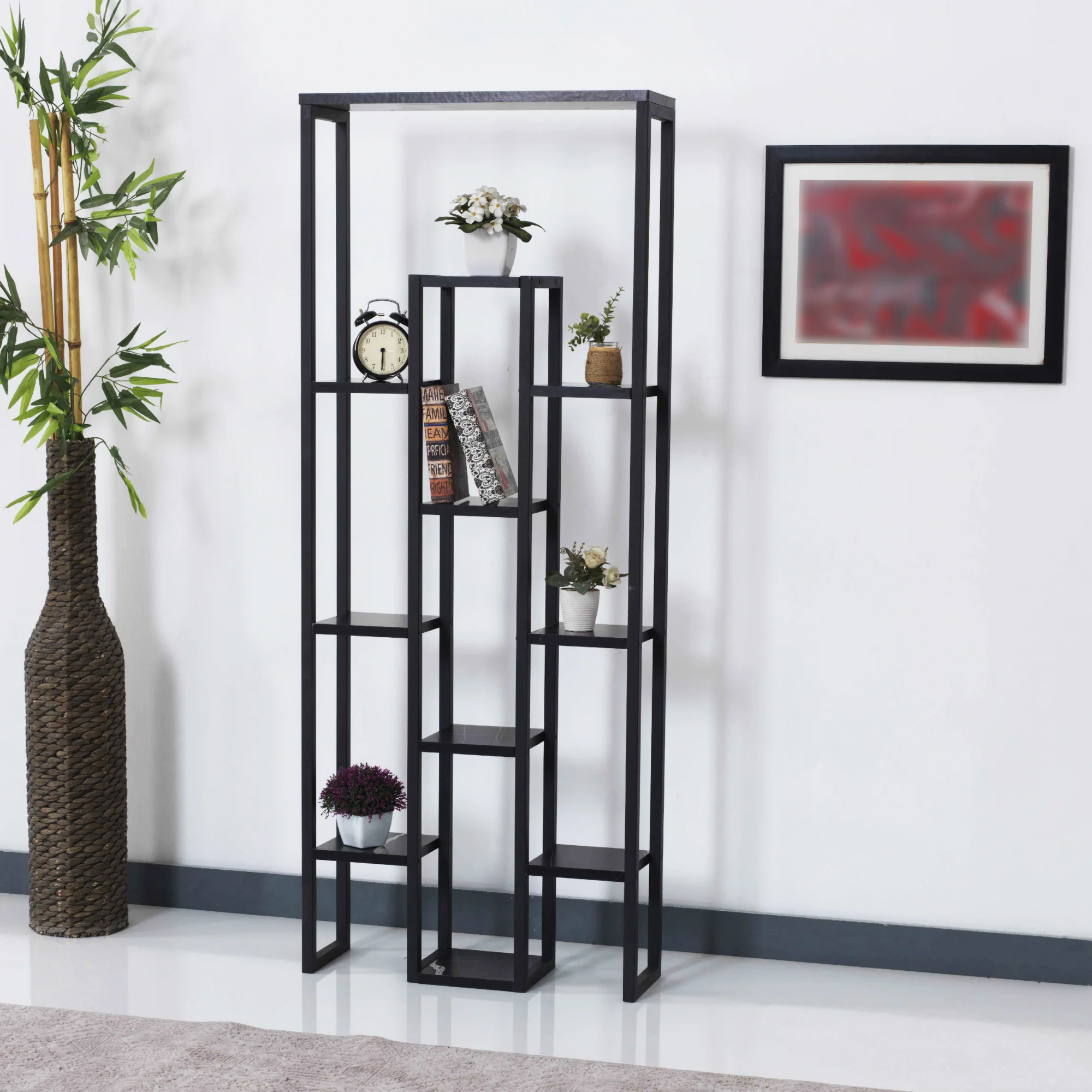 [en.casa] Plantenstandaard Blaavandshuk 150x60x19cm marmer zwart
