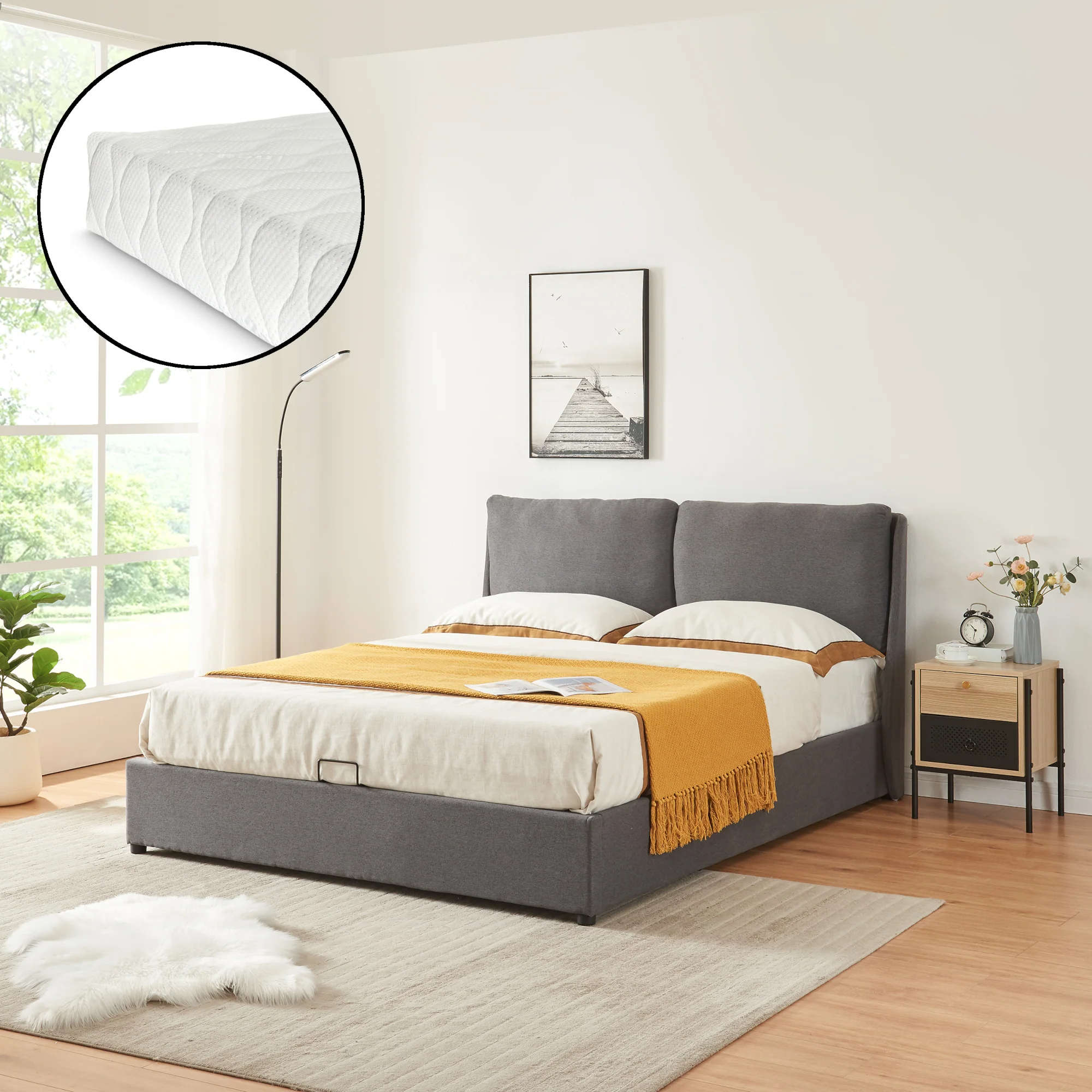 Tweepersoonsbed Lunner met matras [en.casa] [neu.haus] - Image 4